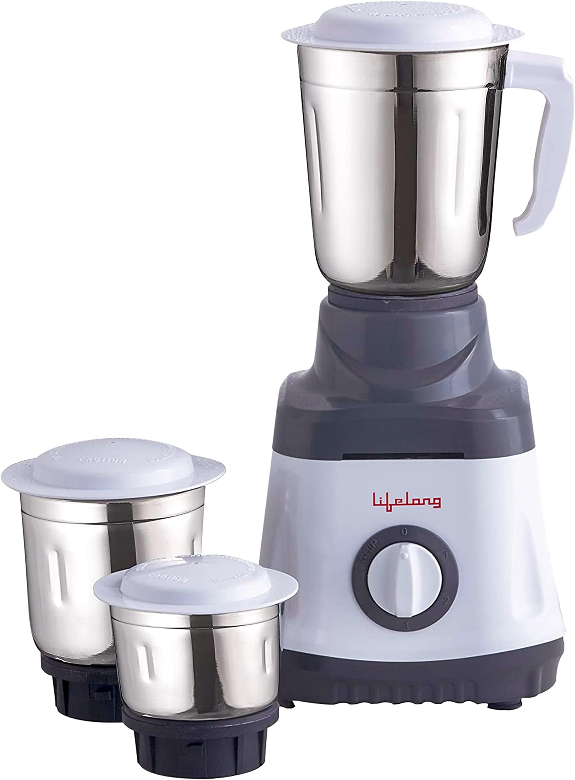 Lifelong LLMG74 750 Watt Mixer Grinder with 3 Jars - White and Grey