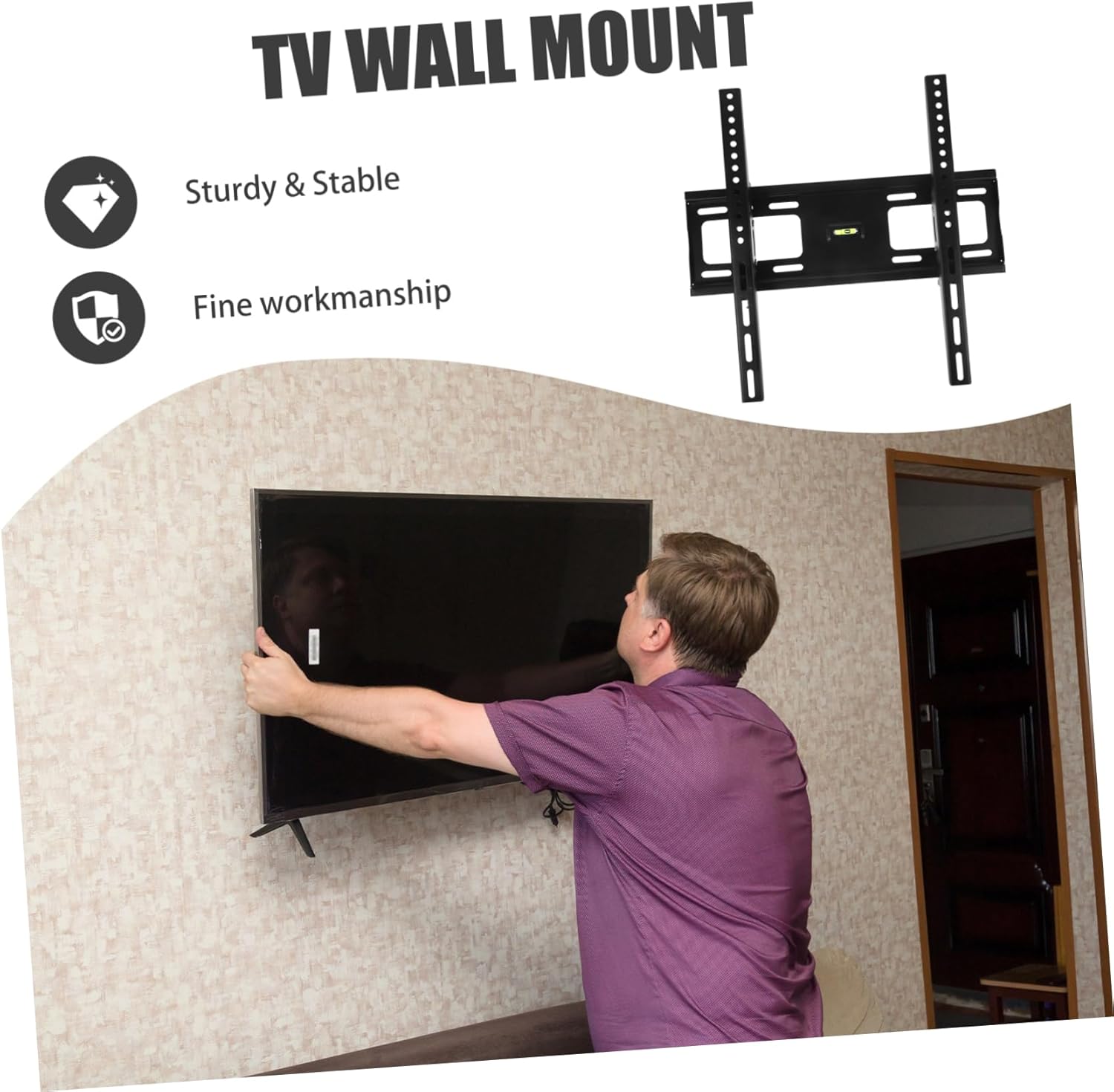 TEHAUX 23-55 Inch Heavy Duty Adjustable TV Mount for LED LCD Monitors Swivel Tilt Wall Bracket for Space Saving Home Theater Sturdy Black Design