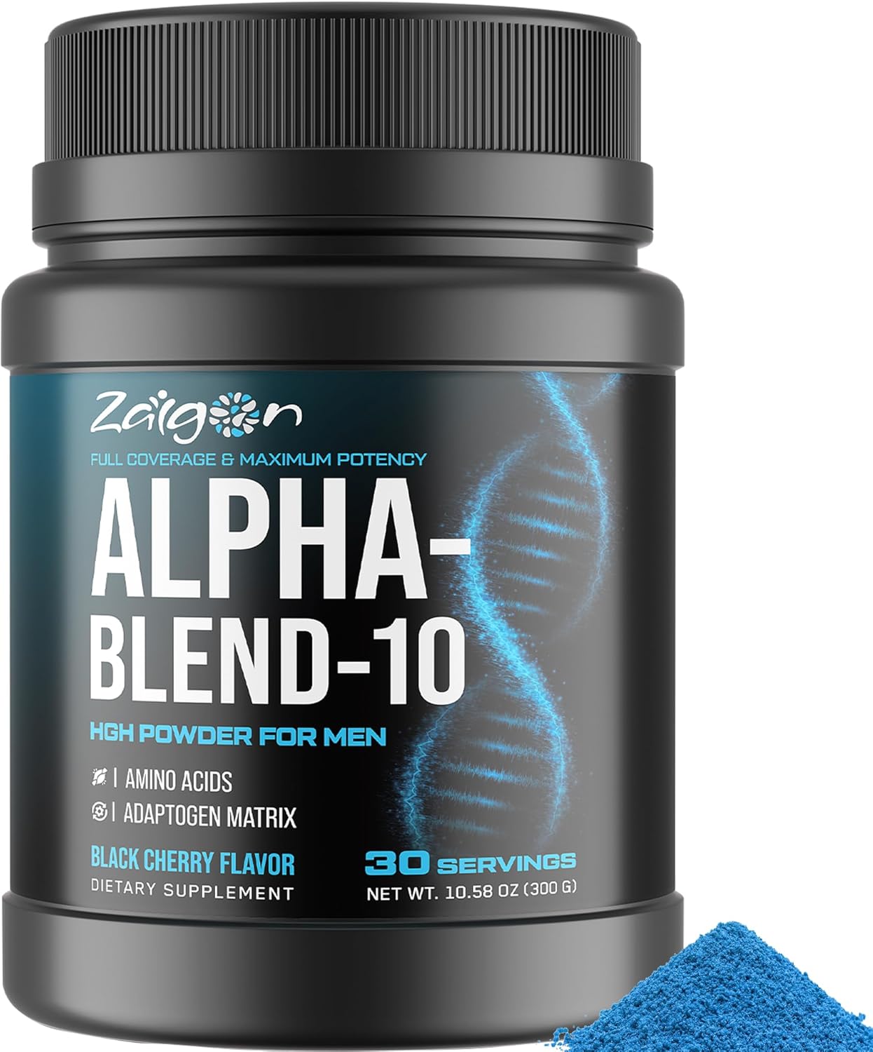 Zaigon HGH Supplements for Men, Testosterone Booster, Belly Fat Burner & Muscle Builder with 3000mg L-Arginine, 2000mg L-Lysine, 2000mg L-Glutamine, Black Cherry Flavor Powder, 300g (30 Servings)