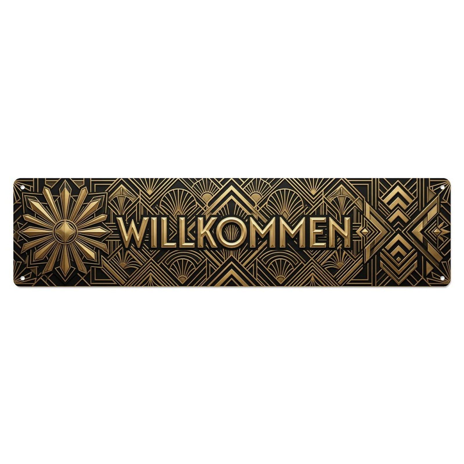 Art Deco Geometric Luxury Welcome Metal Tin Sign