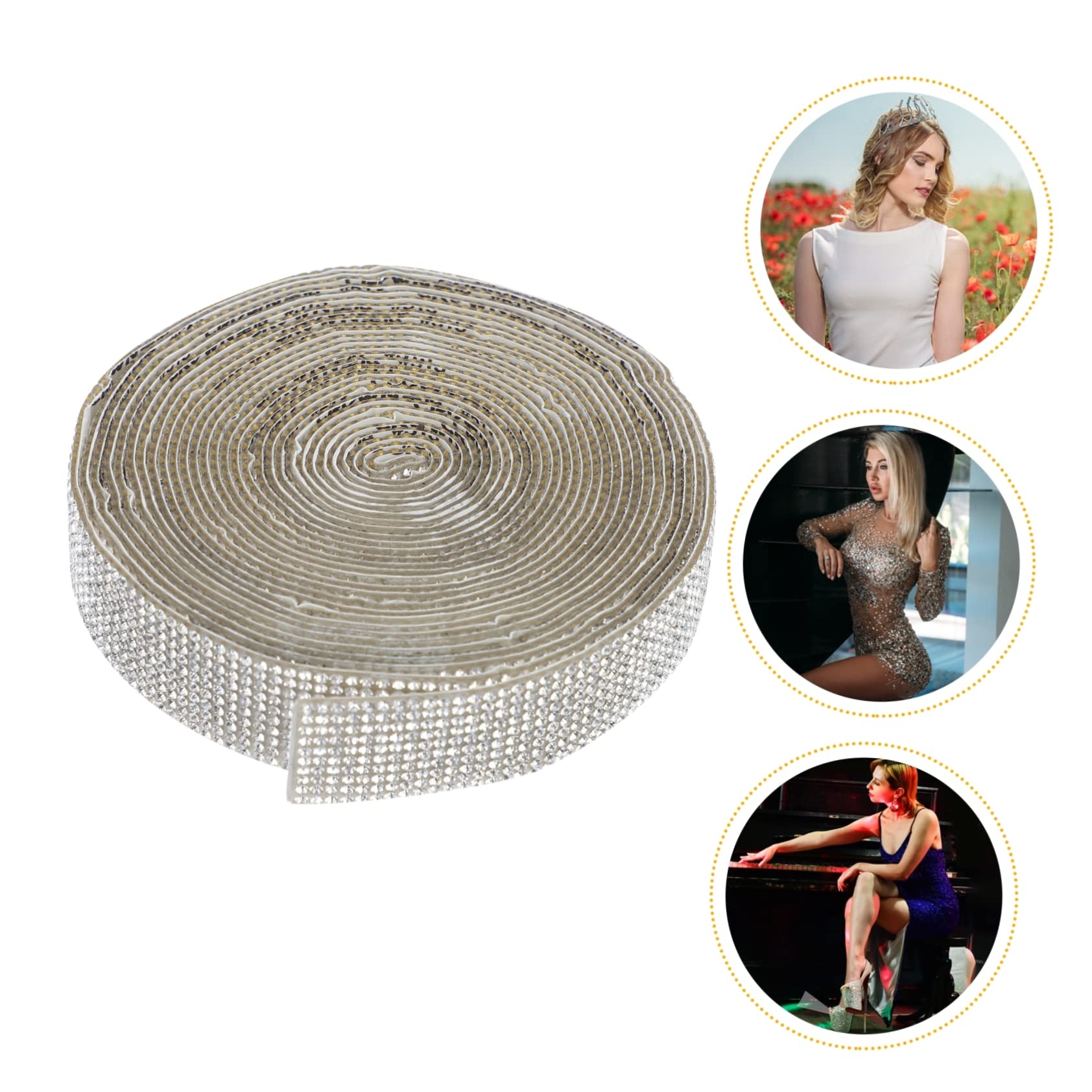Tofficu 2stücke Selbstklebendes Strassband Für -projekte Yards Glänzende Kristall-rhinestone-borte Für Hochzeitsdekoration Kostüme Handwerk Und Mehr Reihen Breit