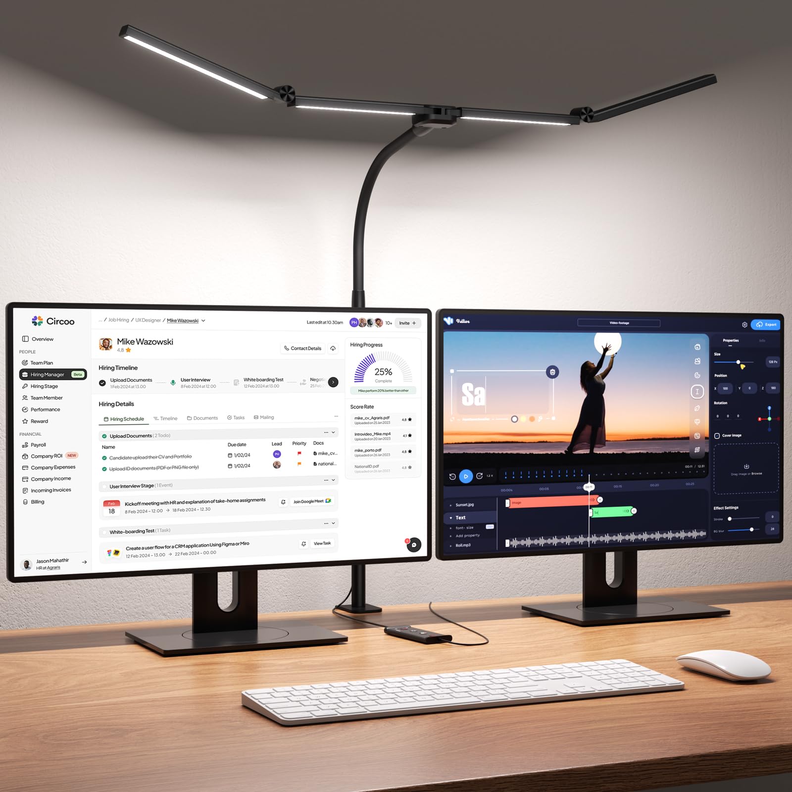LED Desk Lamps for Home Office,Smart Adjustable Swing Arm De