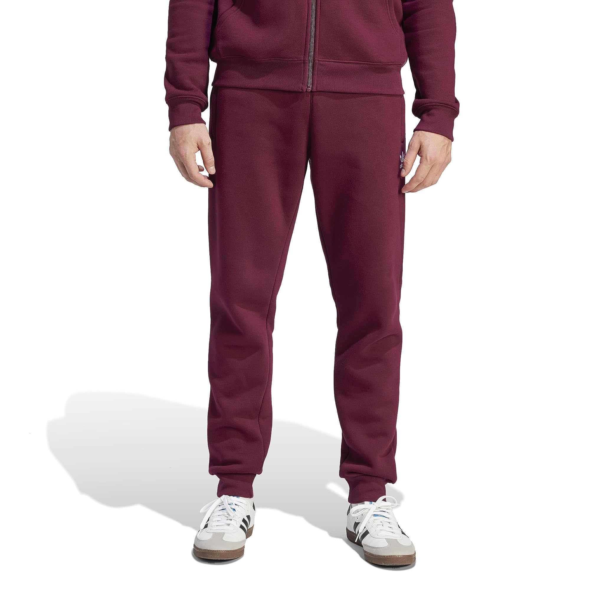 Adidas Originals Men's Maroon Trefoil Essentials Pants, Medium