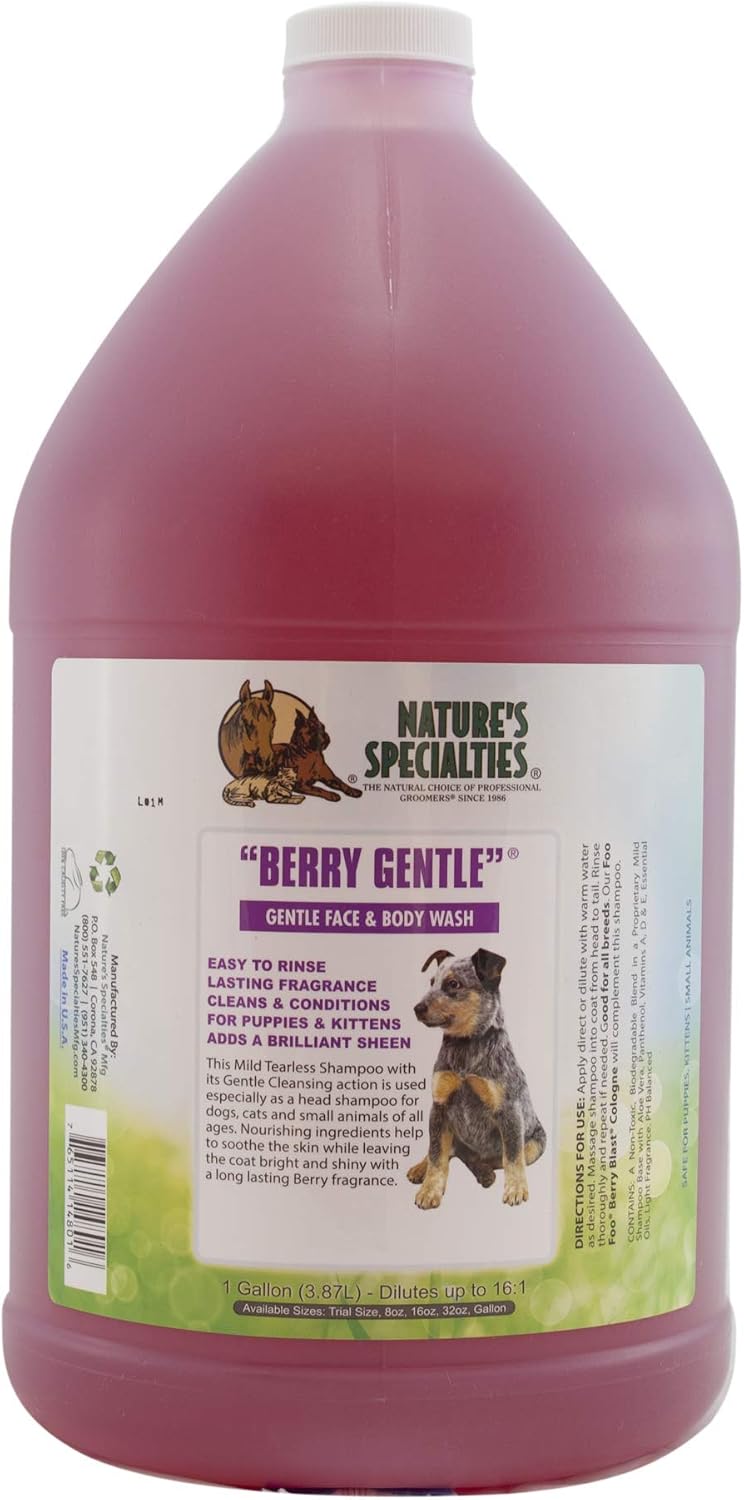 Nature's Specialties Berry Gentle Ultra Concentrated Face and Body Wash for Pets, Makes up to 16 Gallons, Natural Choice for…