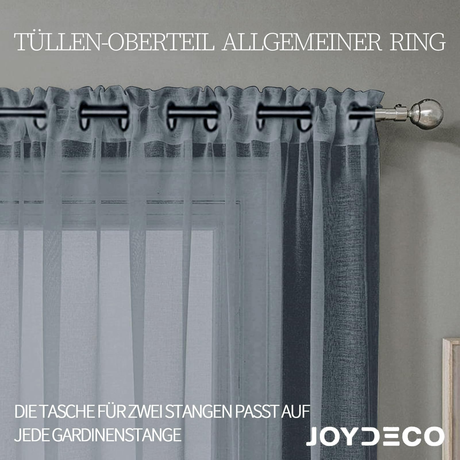 Tende In Voile Joydeco - 2 Pezzi, Bianche, Trasparenti, Per Camera E Soggiorno - Foto 5