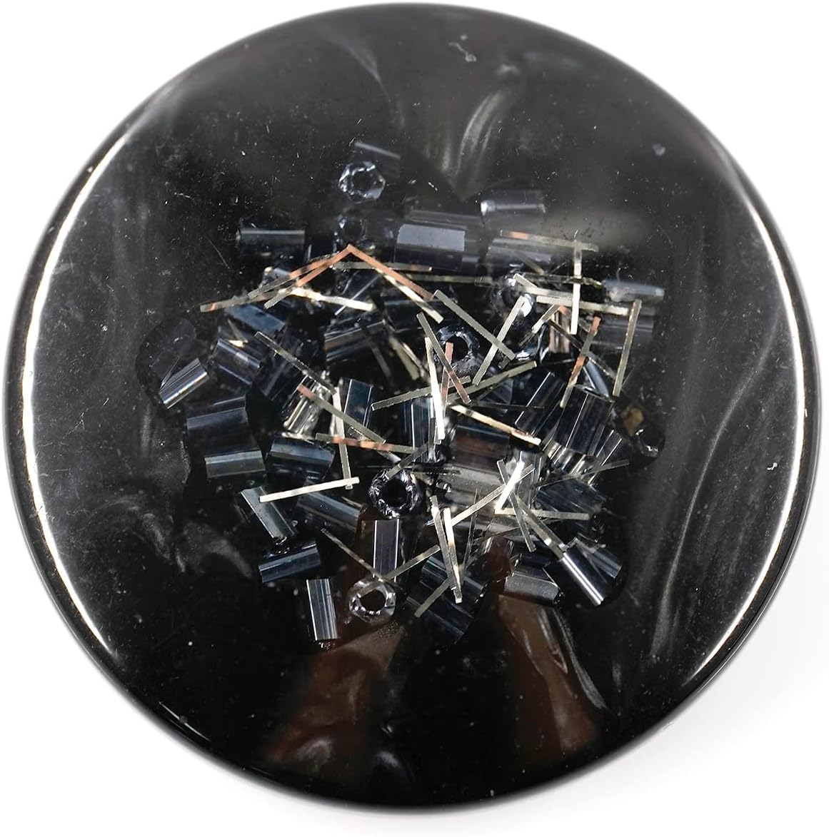 10 pcs Sequin Beads Embedded Polished Transparent Resin Flat Sewing Coat Buttons -38mm -11/2"