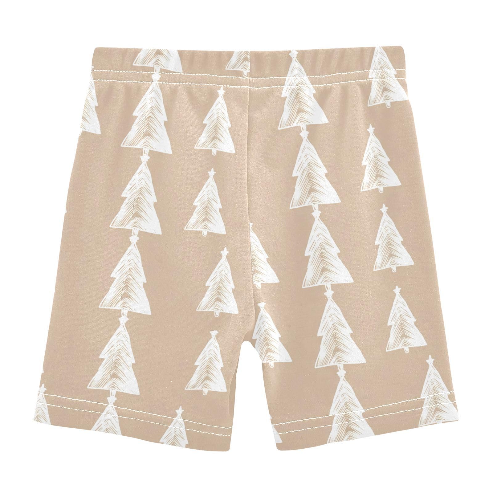Christmas Tree Beige Girls Bike Shorts Toddler Soft Cotton Cartwheel Under Dress Dance Shorts