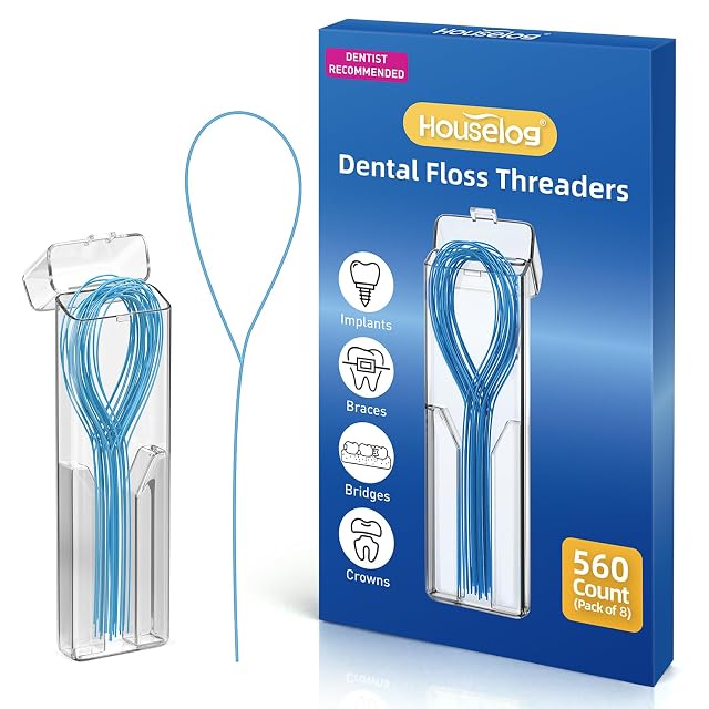 Floss Threaders 560 Count Dental Floss Threaders for Braces Bridges and Implants with Portable Travel Case Pack of