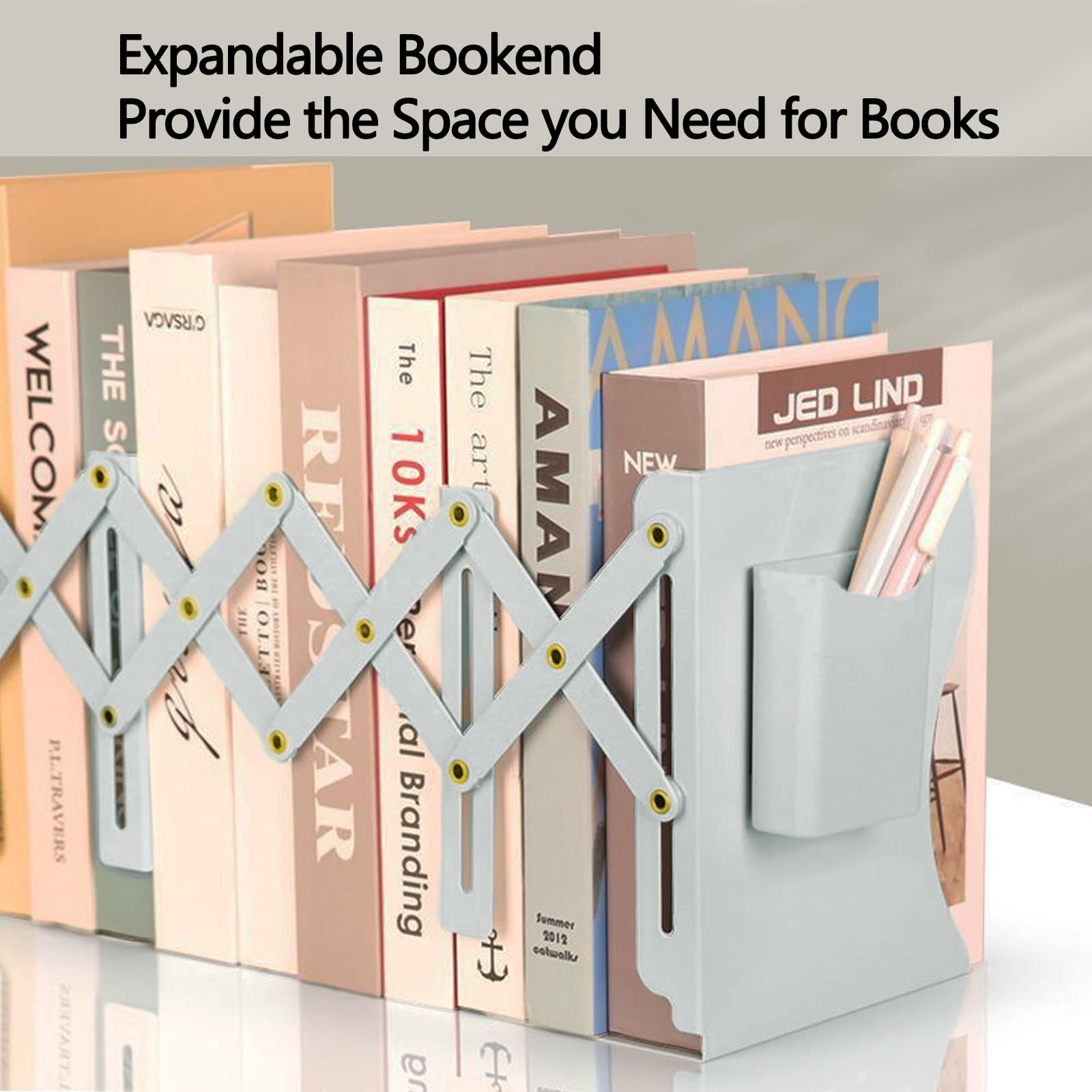 Bibliotheque Livre Adjustable Metal Bookends - Expandable Book Stopper ...