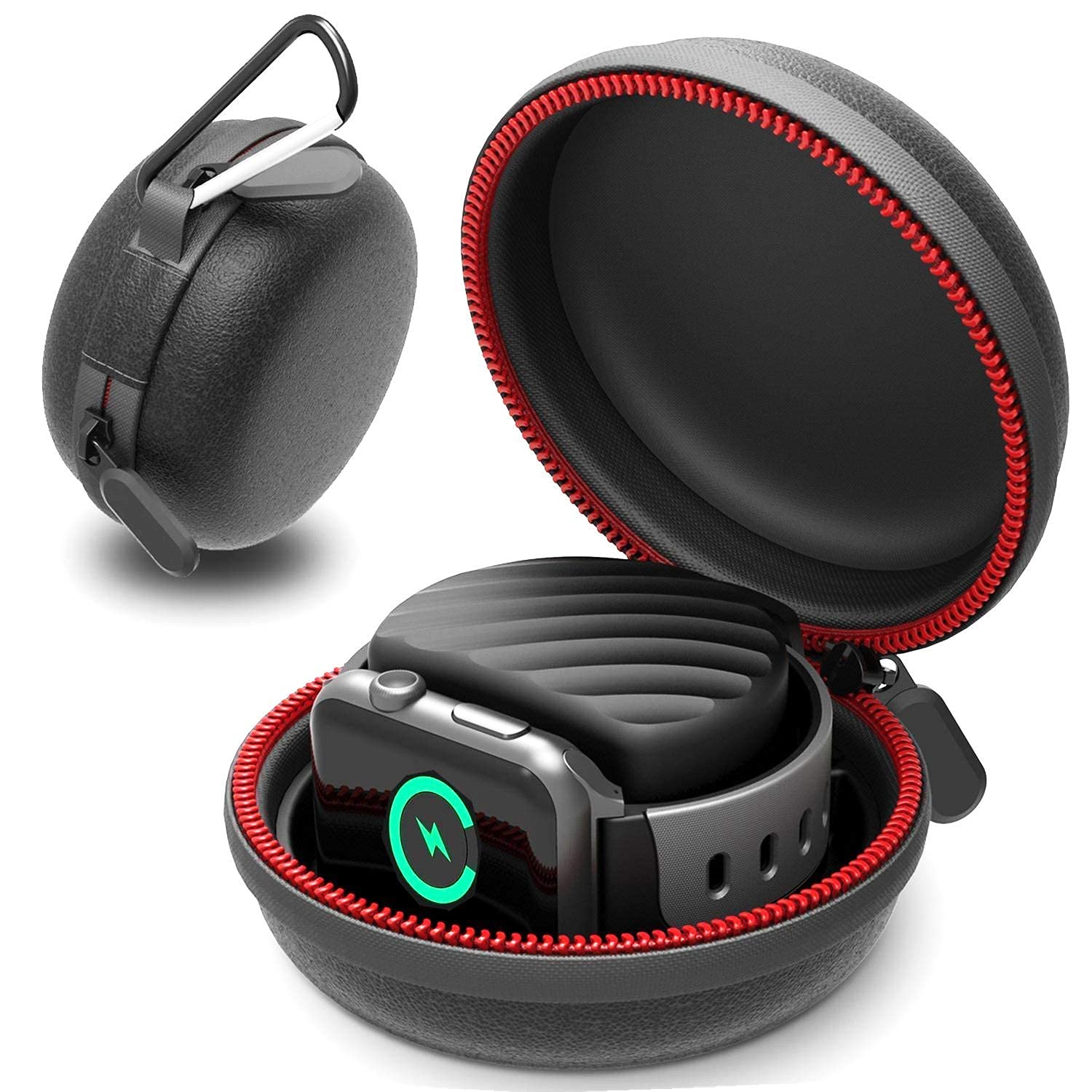 Elespoto compatible with Apple Watch Charger Cases, Portable Charging Holder Dock and Sport Hard Protective Portable Carry Travel Case for Apple Watch Series 1 2 3 4 5 Accessory(Black)