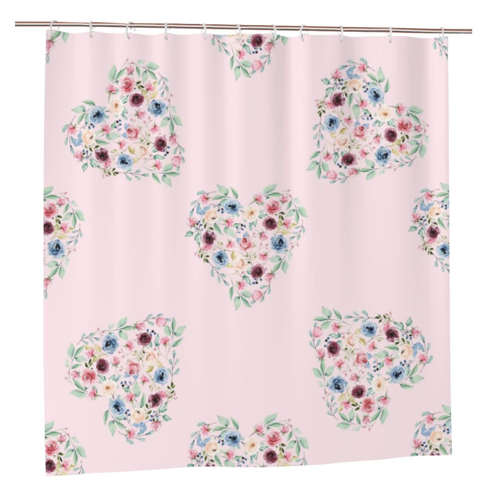 Oudrspo Polyester Fabric Shower Curtain - 70x70 Inch with Metal Grommets, Artistic Privacy Design, Watercolor Flowers Roses