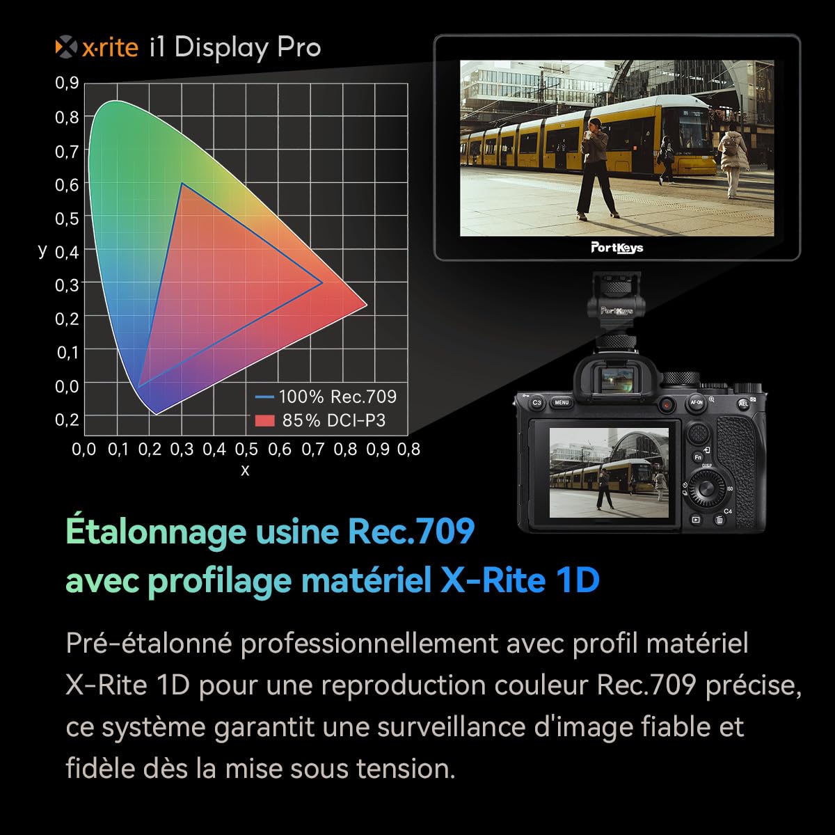 Portkeys LH5P II Moniteur Caméra 2000nit Écran 5,5" Tactile Contrôle Caméra Cadre en métal Bluetooth Compatible avec FX3, A7S III, ZV-E10, R5, R6, C70, BGH1, GH6, BMPCC 4K/6K, Z CAM E2