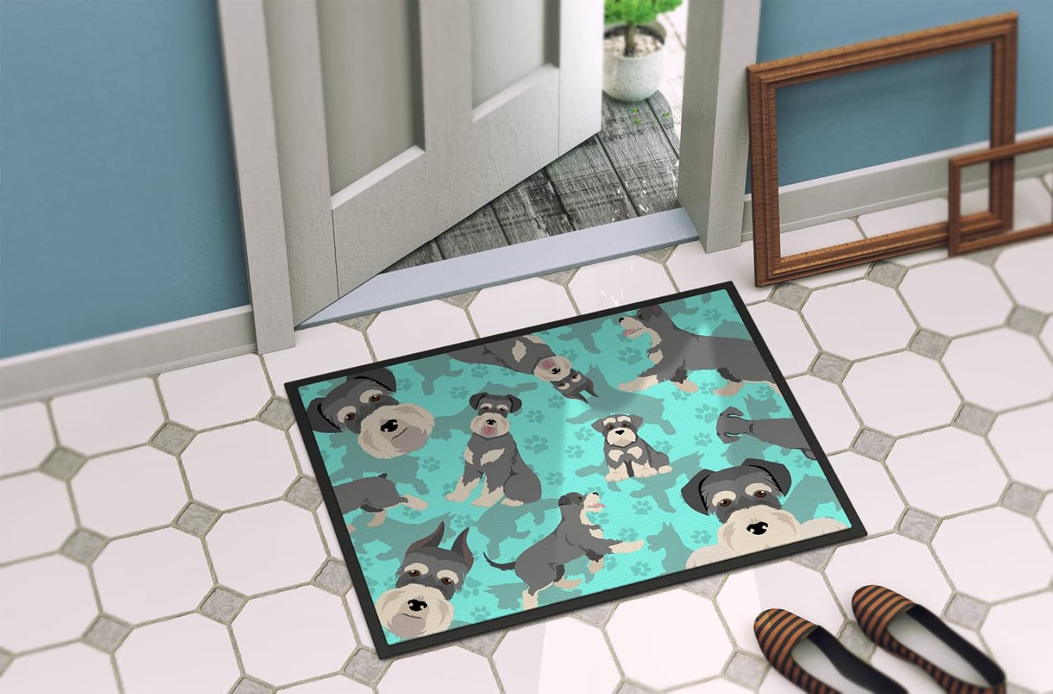 Caroline's Treasures MLM1018JMAT Schnauzer Doormat 24x36 Front Door Mat Indoor Outdoor Rugs for Entryway, Non Slip Washable Low Pile, 24H X 36W