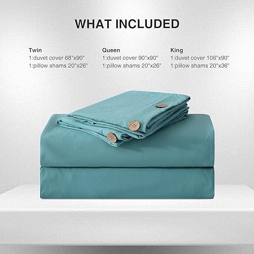 Miniatura 6 de APSMILE Juego de funda de edredón color turquesa polvoriento, tamaño King, 3 piezas con 1 funda de edredón de 106 x 90 pulgadas y 2 fundas de