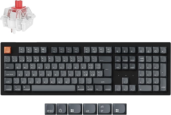 Keychron K10 Max Layout Italiano ISO, Tastiera Meccanica Wireless Full-Size, Bluetooth/2.4GHz/USB-C, Hot-Swappable, QMK/VIA, per Windows, macOS e Linux, Super Red Switch
