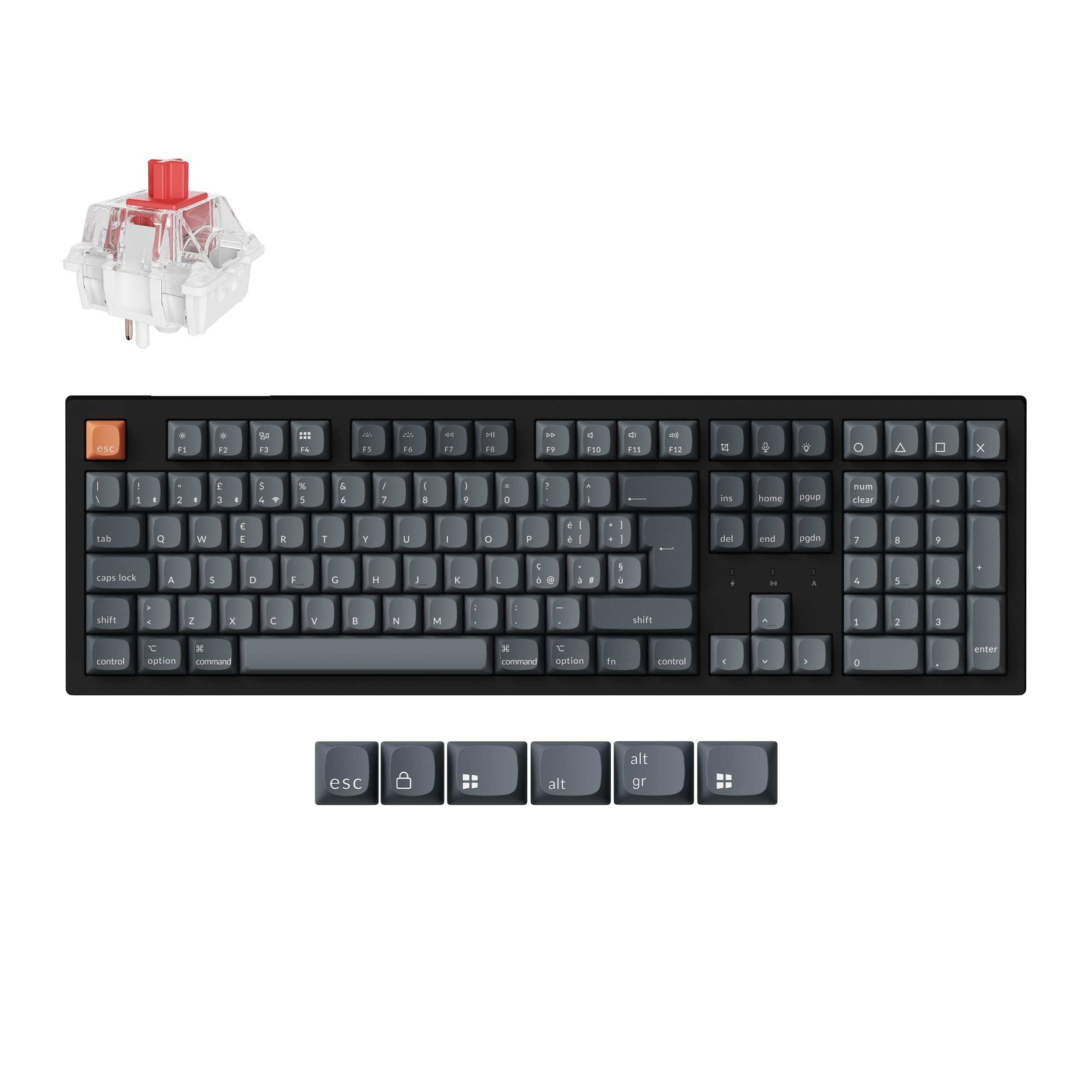 Keychron K10 Max Layout Italiano ISO, Tastiera Meccanica Wireless Full-​Size, Bluetooth/​2.4GHz/​USB-​C, Hot-​Swappable, QMK/​VIA, per Windows, macOS e Linux, Super Red Switch