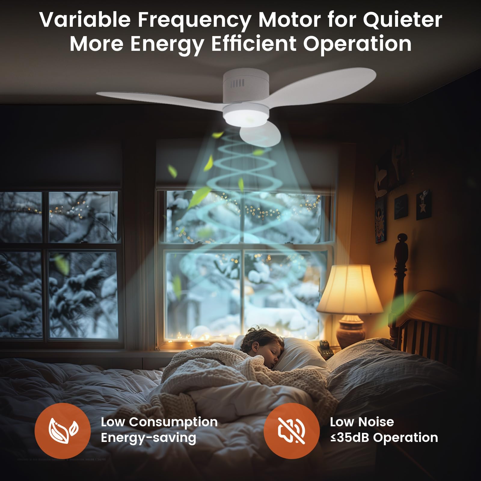 Deckenventilator mit Beleuchtung, Ø132cm App Steuerung & Fernbedienung Deckenventilatoren mit Licht LED, 6 Geschwindigkeiten, 3 Farben Dimmbar, Leise DC-Motor, Sommer-Winterbetrieb, Timer