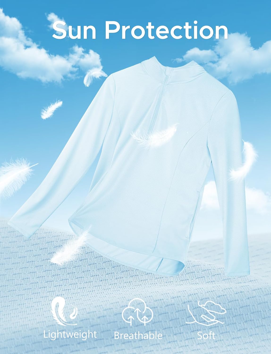 Women's UV Sun Protection Long Sleeve Shirt Lightweight 1/4 Zip Hoodie Workout Hiking Athletic Jackets - Image 4