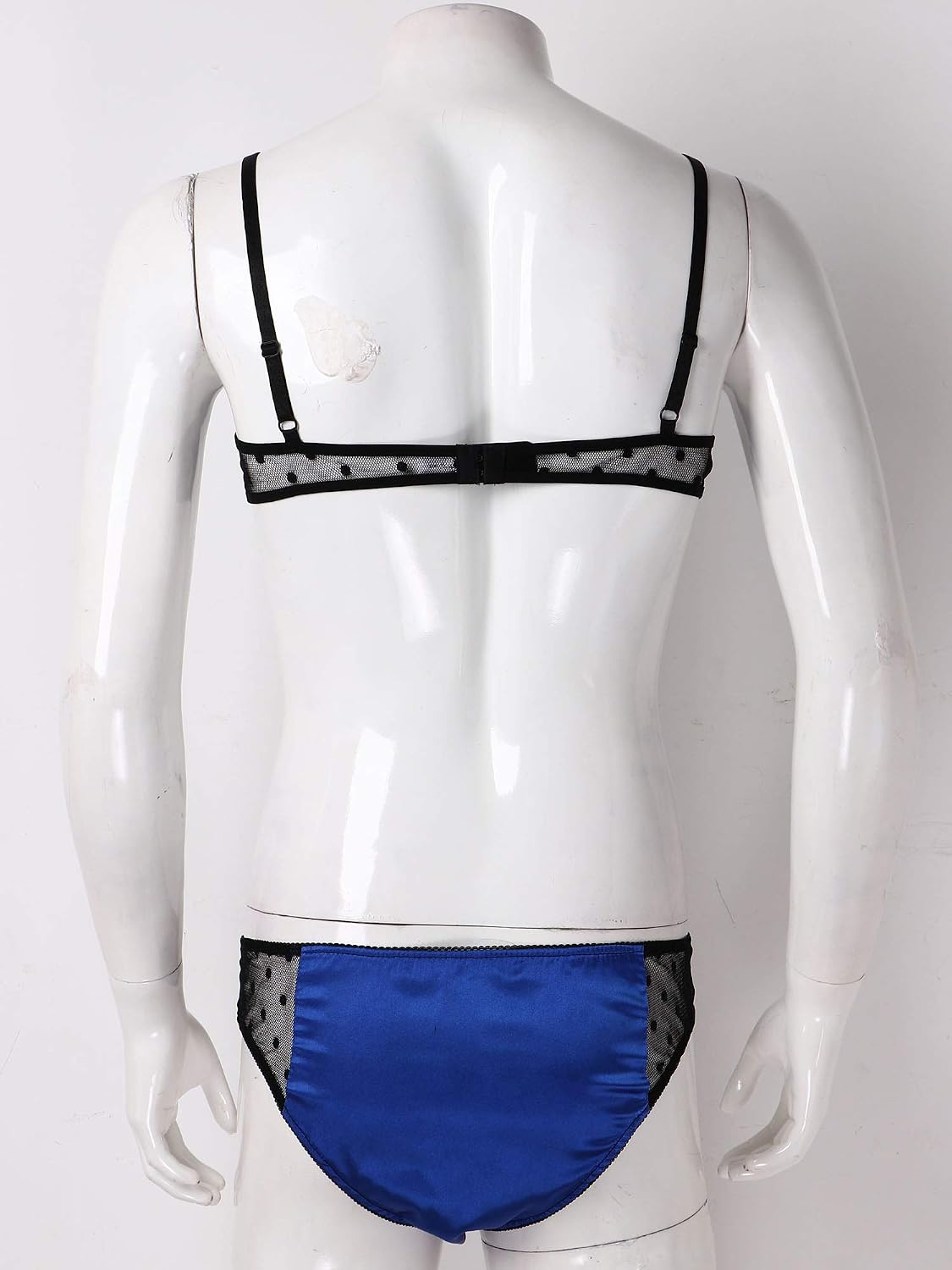 Adult Men's Silk Satin Bralette Bra Sissy Thong Panties 2 Piece Lingerie Set Nightwear