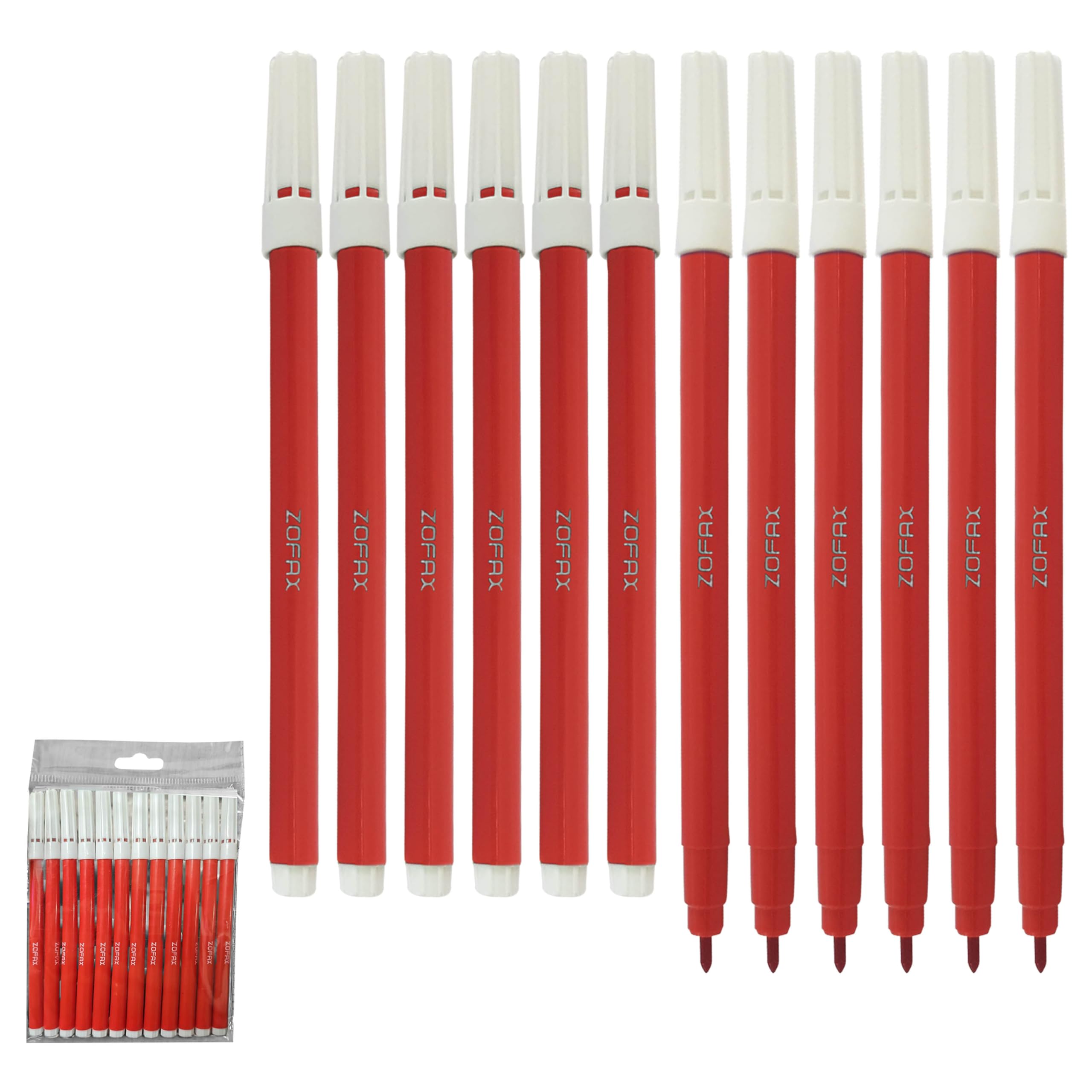 ZOFAX Sketcho Single Colouring Felt Tip Pens, Fine Point, RED, Pack of 12, Felt Tip Pens for Colour Draw Sketch Write Mark, Ideal for School Office Home Use