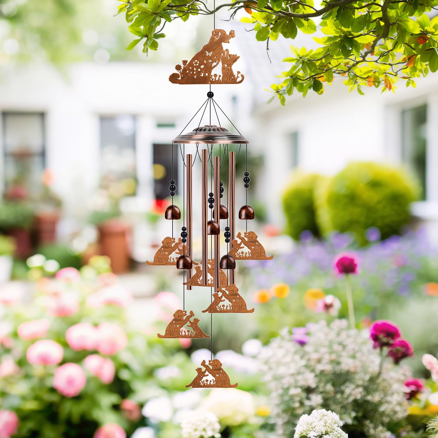Windspiel für Katzen und Hunde für draußen – Luvsweets Hund Katzenliebhaber Geschenke für Frauen, Haustier-Gedenk-Windspiel für Tierliebhaber, Geburtstag, Einweihung, Outdoor, Haus, Veranda, Terrasse