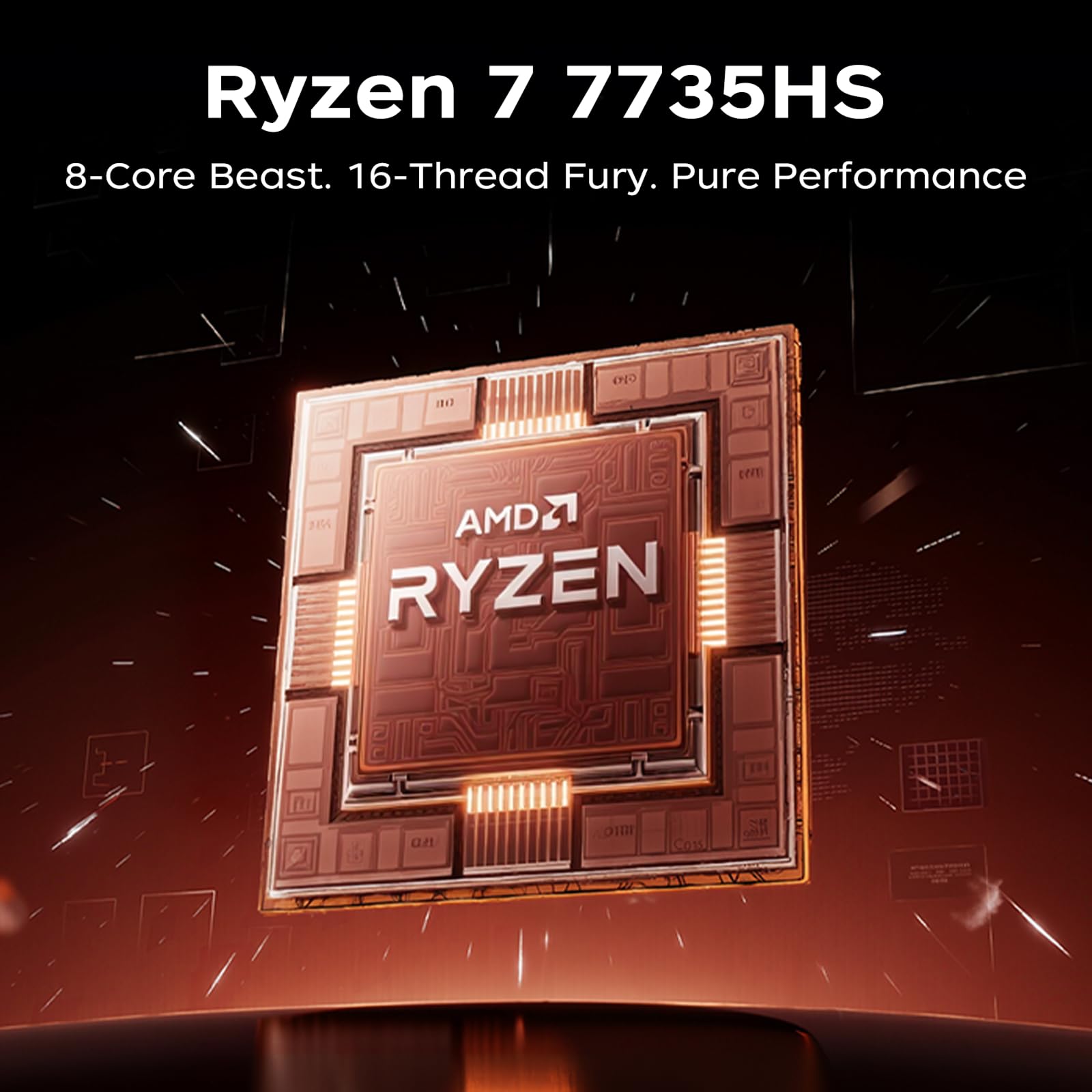 AOC PC Portatile Gaming, Ryzen™ 7 7735HS,Fino a 4,75 GHz,16 GB di RAM DDR5 4800 MHz, SSD da 512 GB,16 Pollici FHD Display,Tastiera Retroilluminata Laptop,WiFi-6