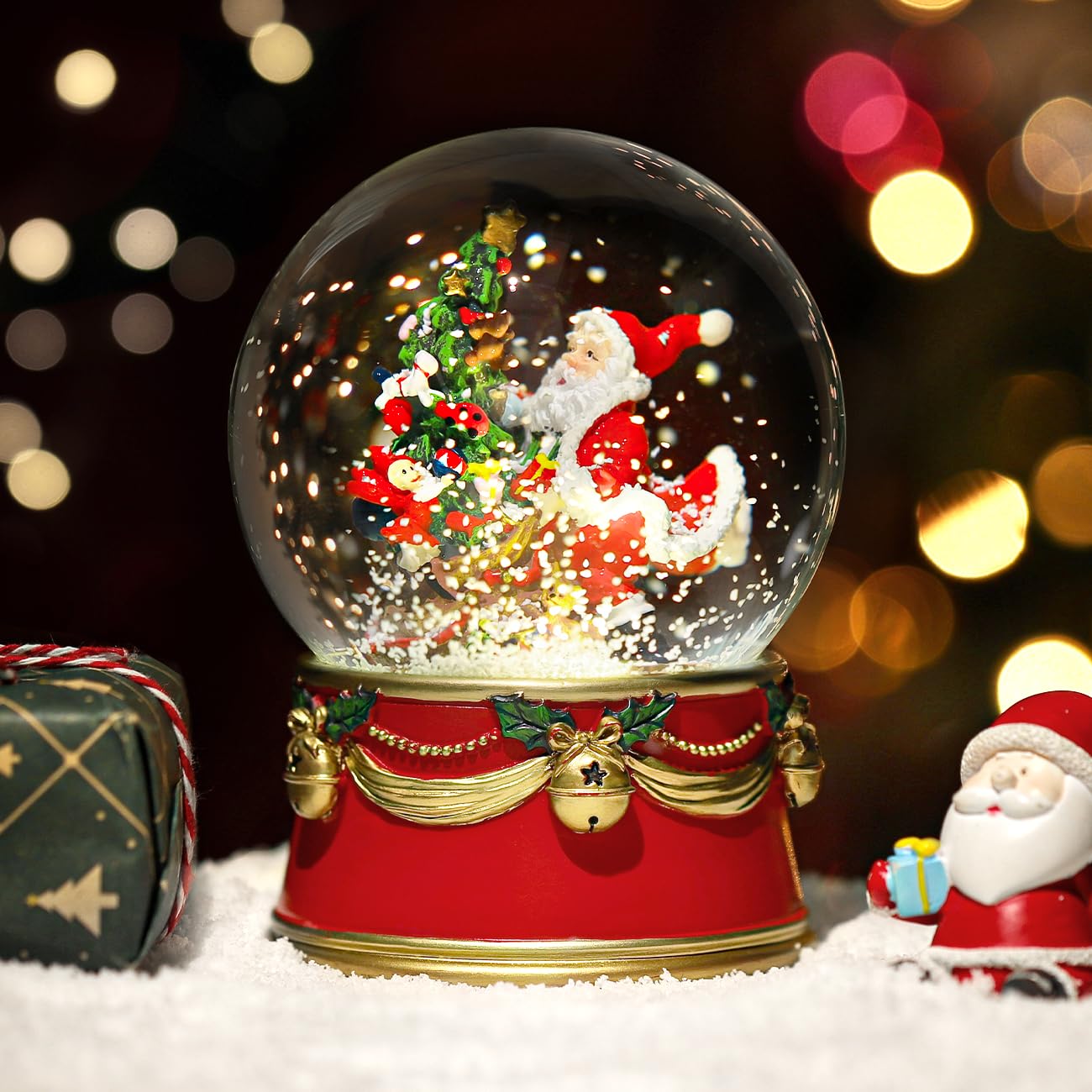 Amazon.co.jp: Lewondr スノードーム サンタさんとクリスマスツリー