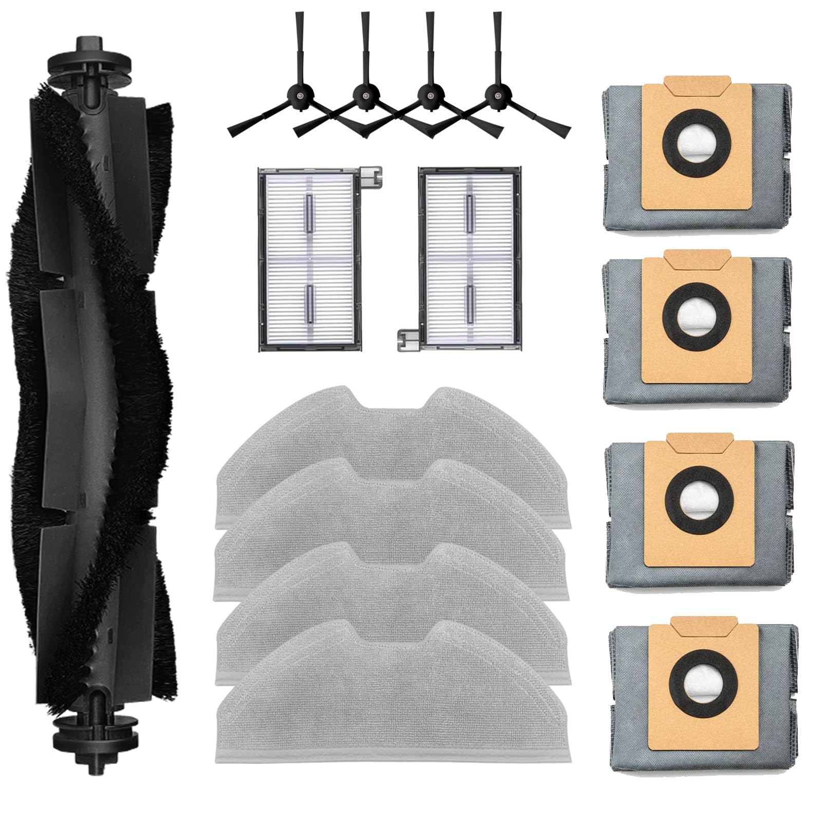 LUZMQ Replacement Parts for Eufy X8 Pro Robot Vacuum Cleaner Accessories Kit, 1 Main Brush 2 Hepa Filters 4 Mop Pads 4 Vacuum Bags 4 Side Brushes-image-37