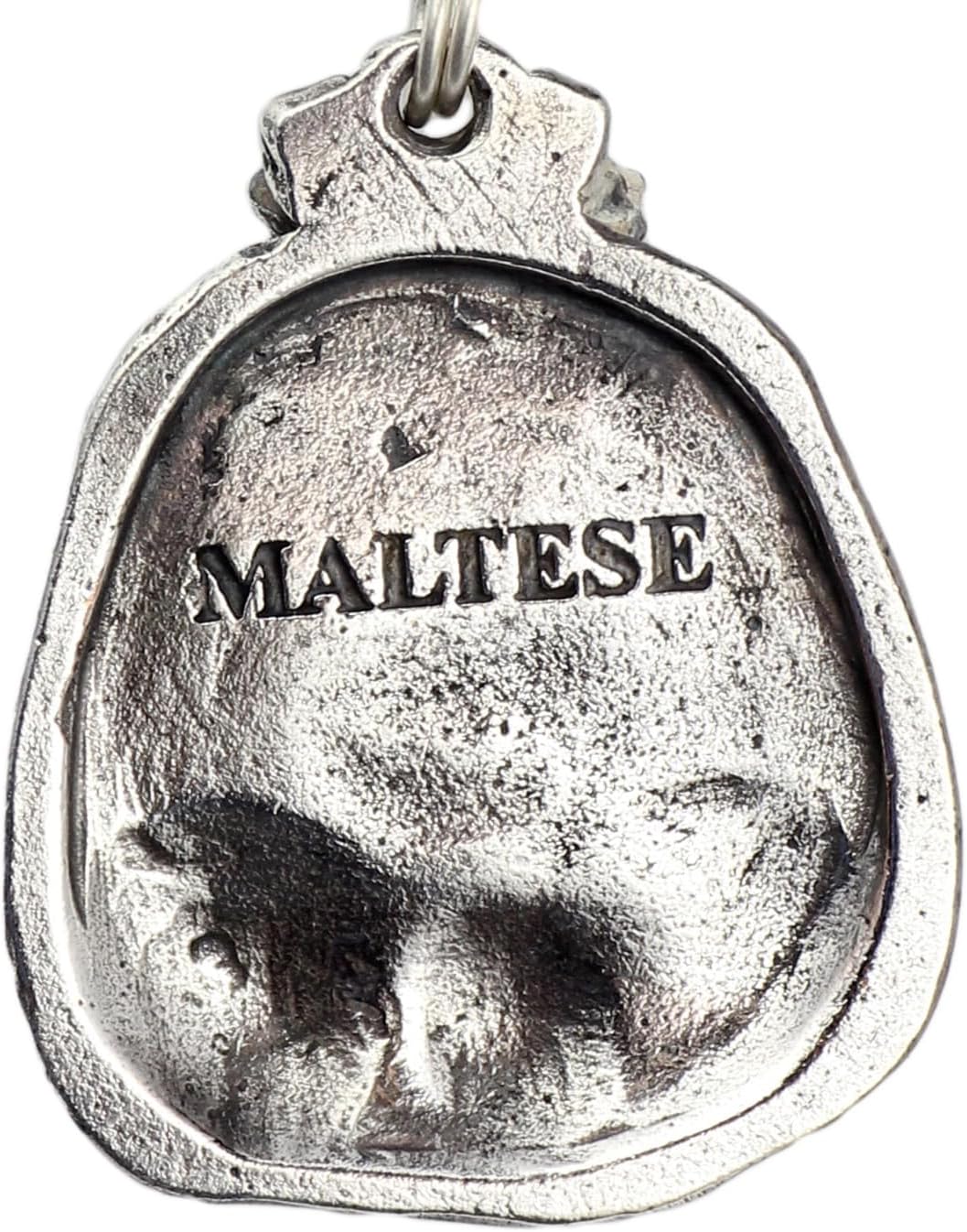 Art-Dog Silver-Plated Dog Pendant on a Leather Strap - Dog Necklace from ArtDog Collection – Silver Dog Necklaces for Men and Women – Dog Breeds Jewelry – Maltese