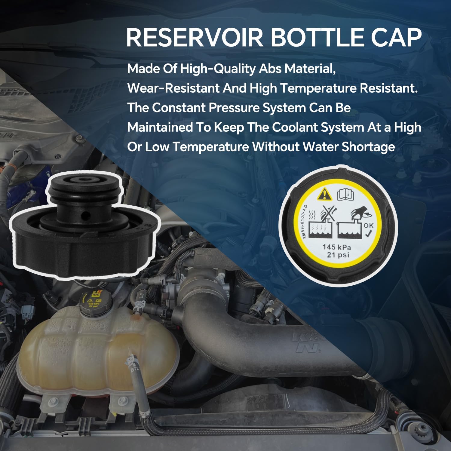 Engine Coolant Overflow Recovery Expansion Tank Compatible with Ford Mustang 2015-2023 Replace 603-285 DG9Z8100A FR3Z8A080A