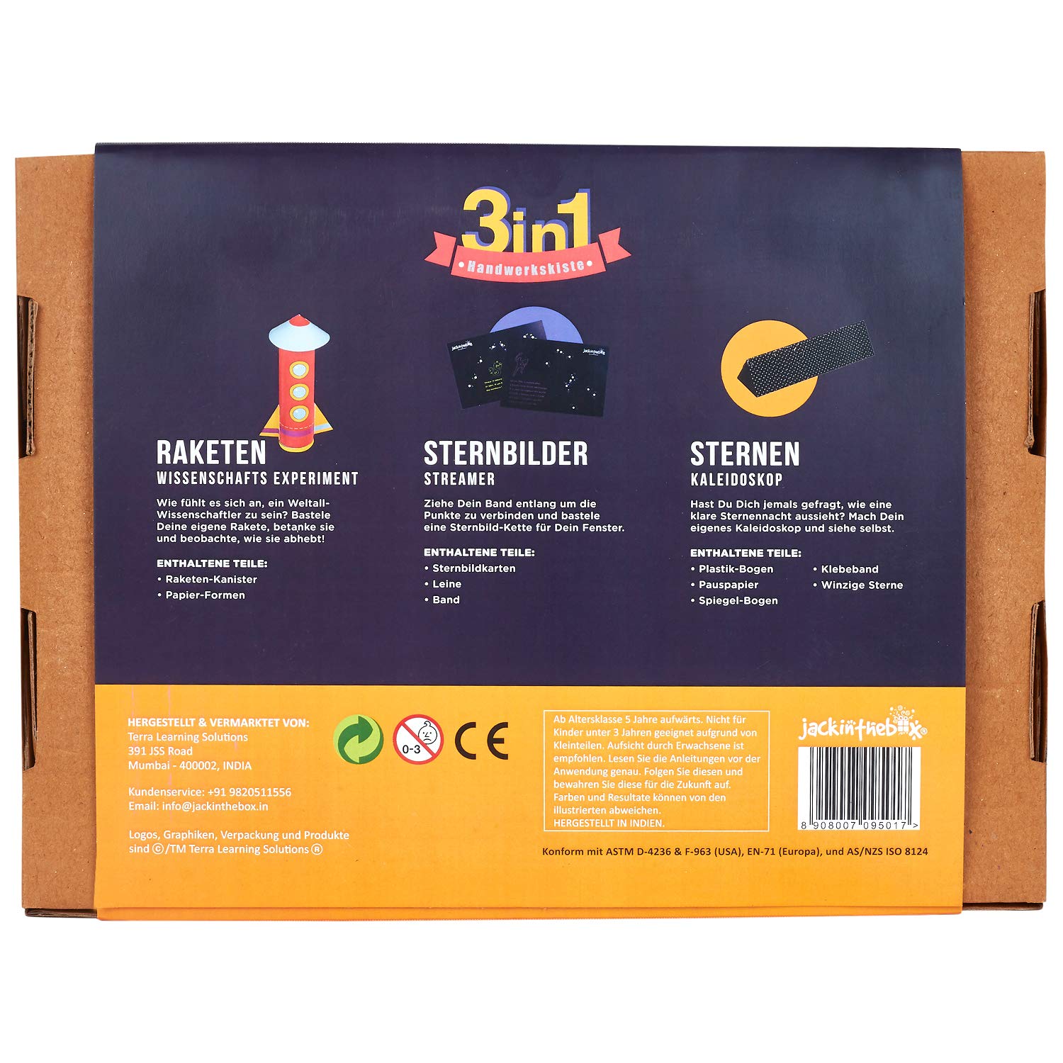 Jackinthebox Space Science 6-in-1 Craft Kit - Solar System STEM Toys For Kids Ages 6-10, DIY Astronomy Projects