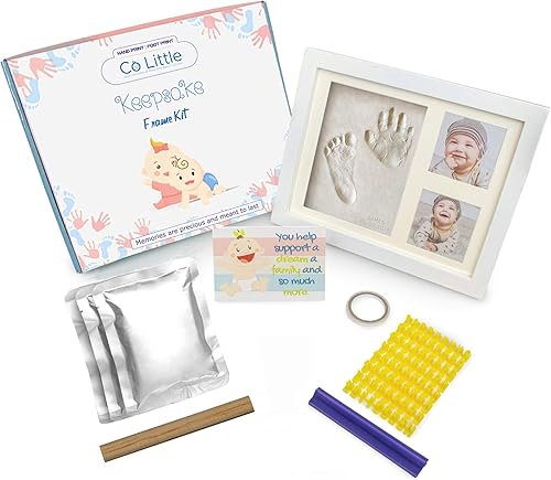 Miniatura 5 de Kit de huellas y huellas para bebé (sello de fecha y nombre), marco de fotos con impresión de mano de arcilla para recién nacido, el mejor regalo