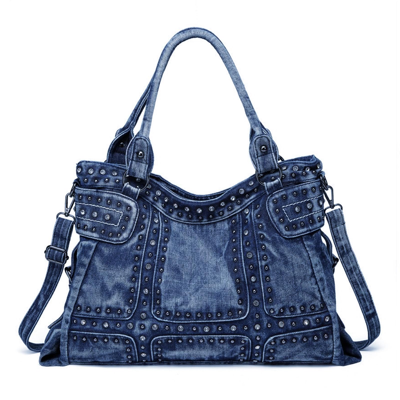 iPinee Designer Denim Handbags for Women Hobo Tote Bag Crossbody Denim Purses Blue Jean Shoulder Bag
