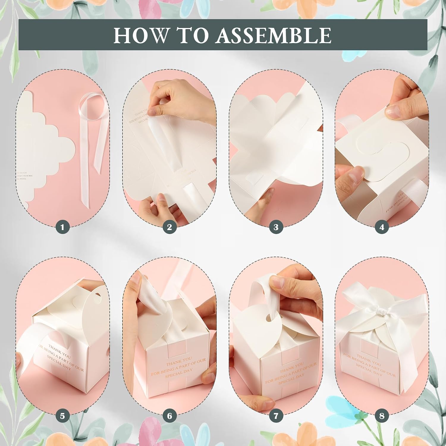 Marspark 50 Pcs Wedding Favor Boxes for Guests, 2.5 x 2.5 x 2.5 Inch, White image 5