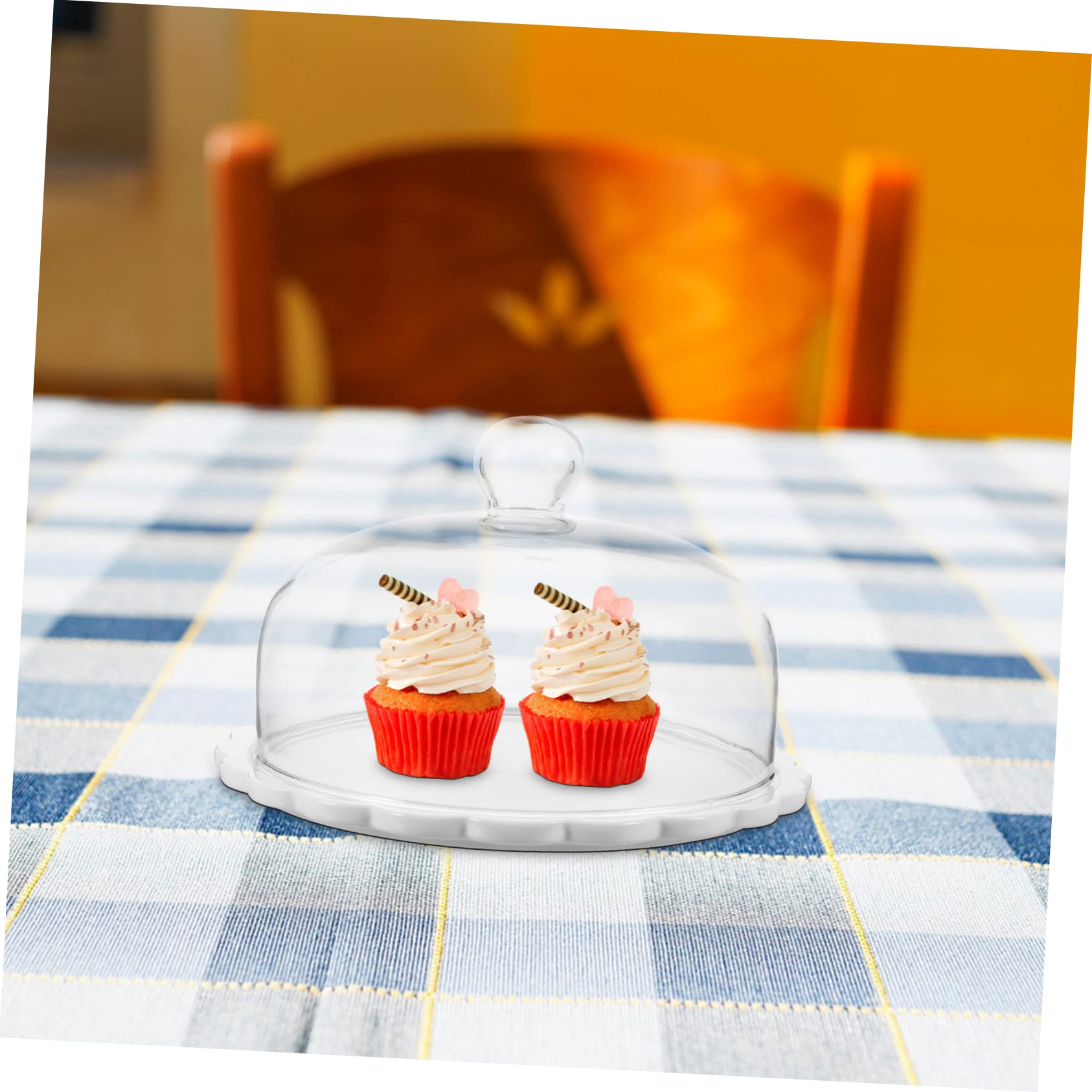 ABOOFAN Céramique Présentoir à Gâteaux avec Cloche en Verre Ronde