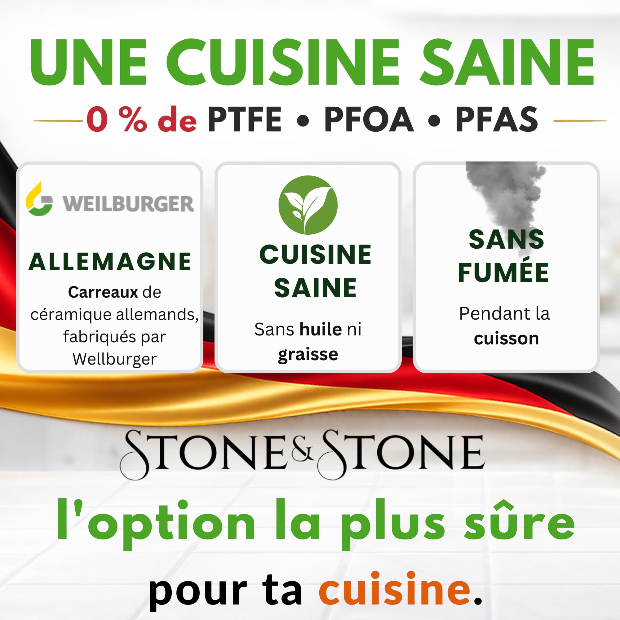 Stone&Stone Plat à Four Antiadhésif 34x8 cm Rectangulaire, Plat à Gratin Plat Lasagnes avec Revêtement Céramique Allemand Greblon Pour Induction Gaz et Four Sans PFAS PFOA PTFE + Couvercle Spatule