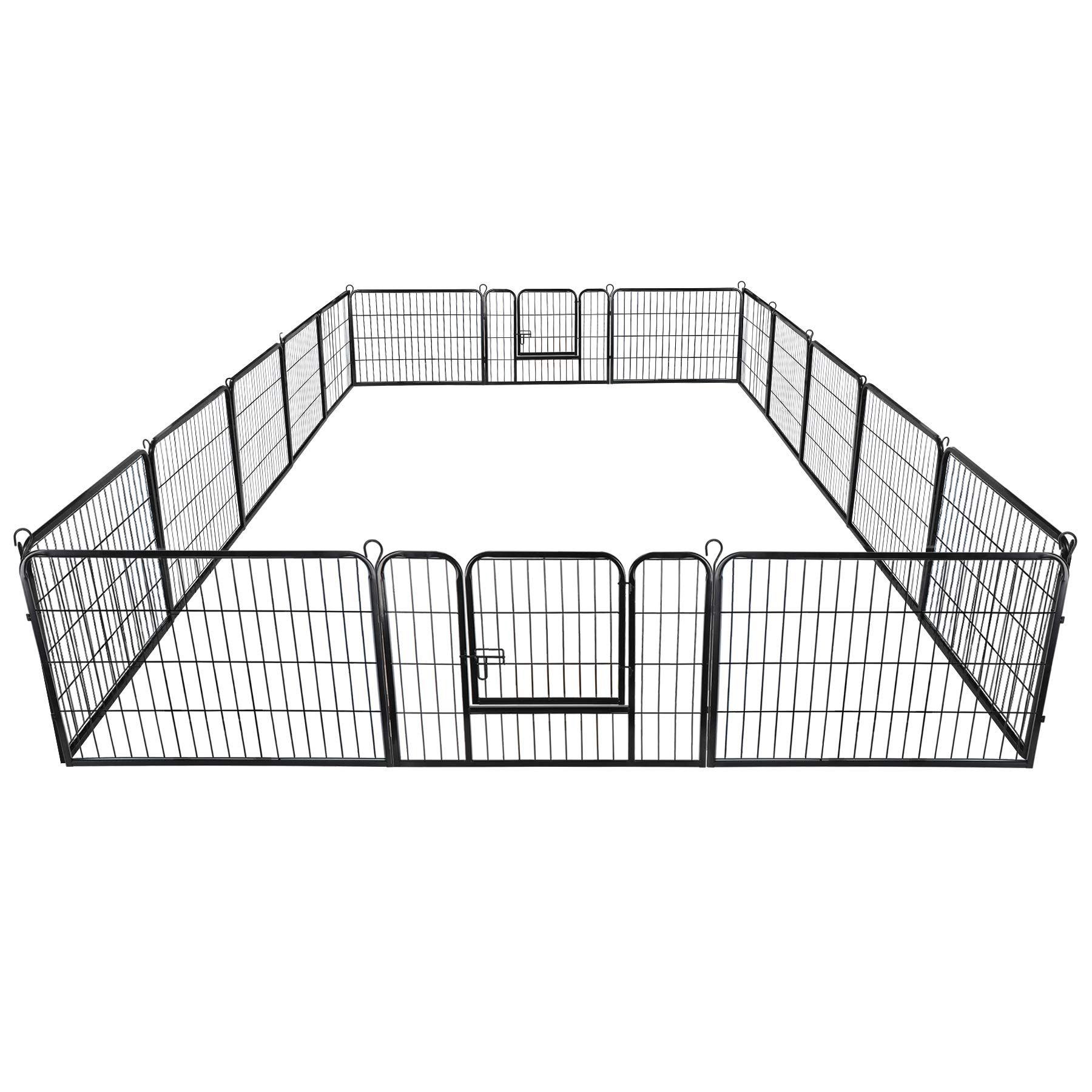 LEMY 16 Panels Pet Playpen Heavy Duty Metal Dog Exercise Fence Barrier, Outdoor & Indoor Foldable Pet Exericse Pen w/Door