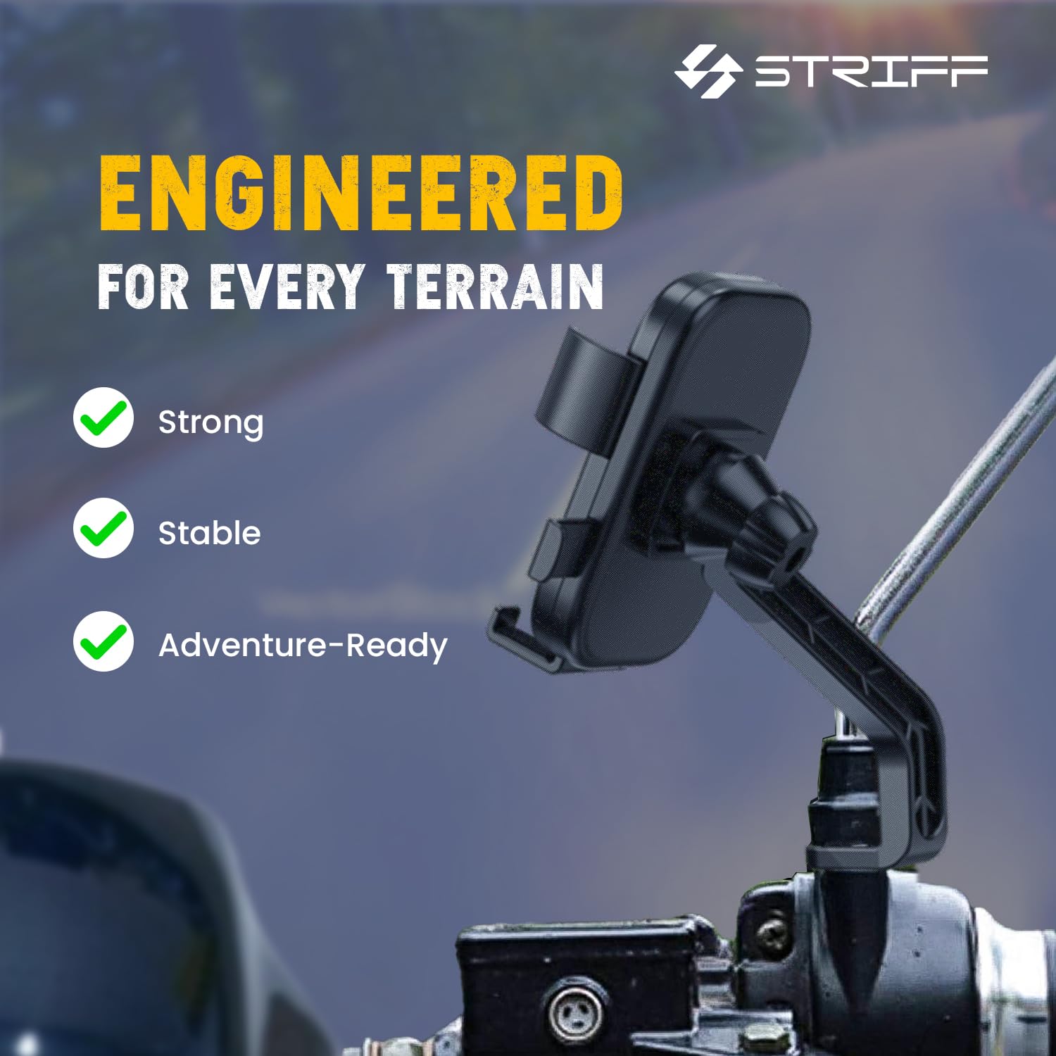 STRIFF Aeroride Mirror Mount Bike Mobile Phone Holder | 360° Rotatable Smartphone Stand for Bicycle & Motorcycle | Anti-Shake Secure Grip | for 4.7 to 6.8 Inch Devices | Mirror Handlebar Mount, Black — Amazon image 4