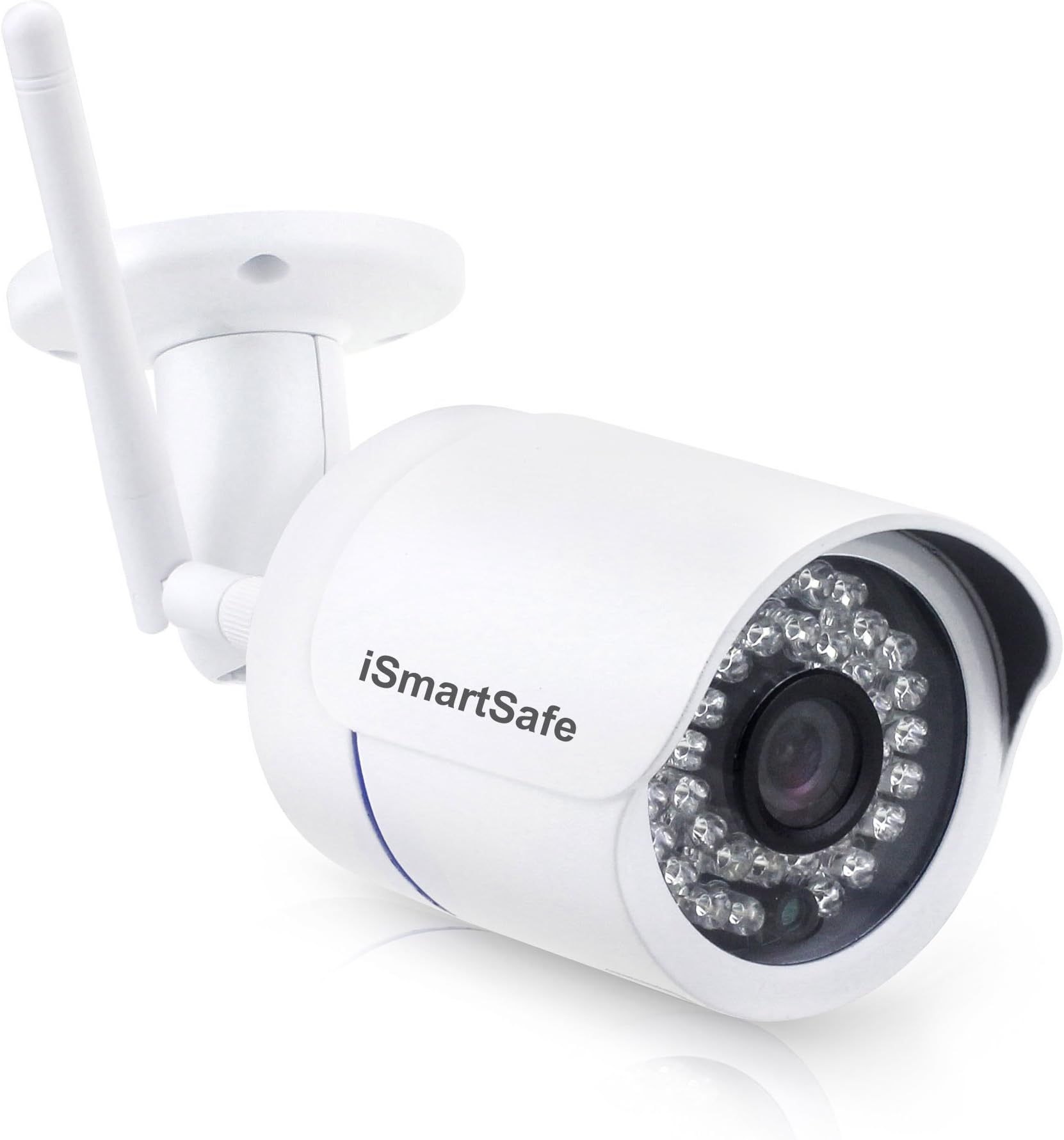 iSmartSafe 1080P HD Outdoor Home Security Camera Waterproof Wireless Video Camera, Motion Detection Alert, Free Live Streaming, Support Max 128G TF Card for Record, Night Vision WiFi IP Camera, White