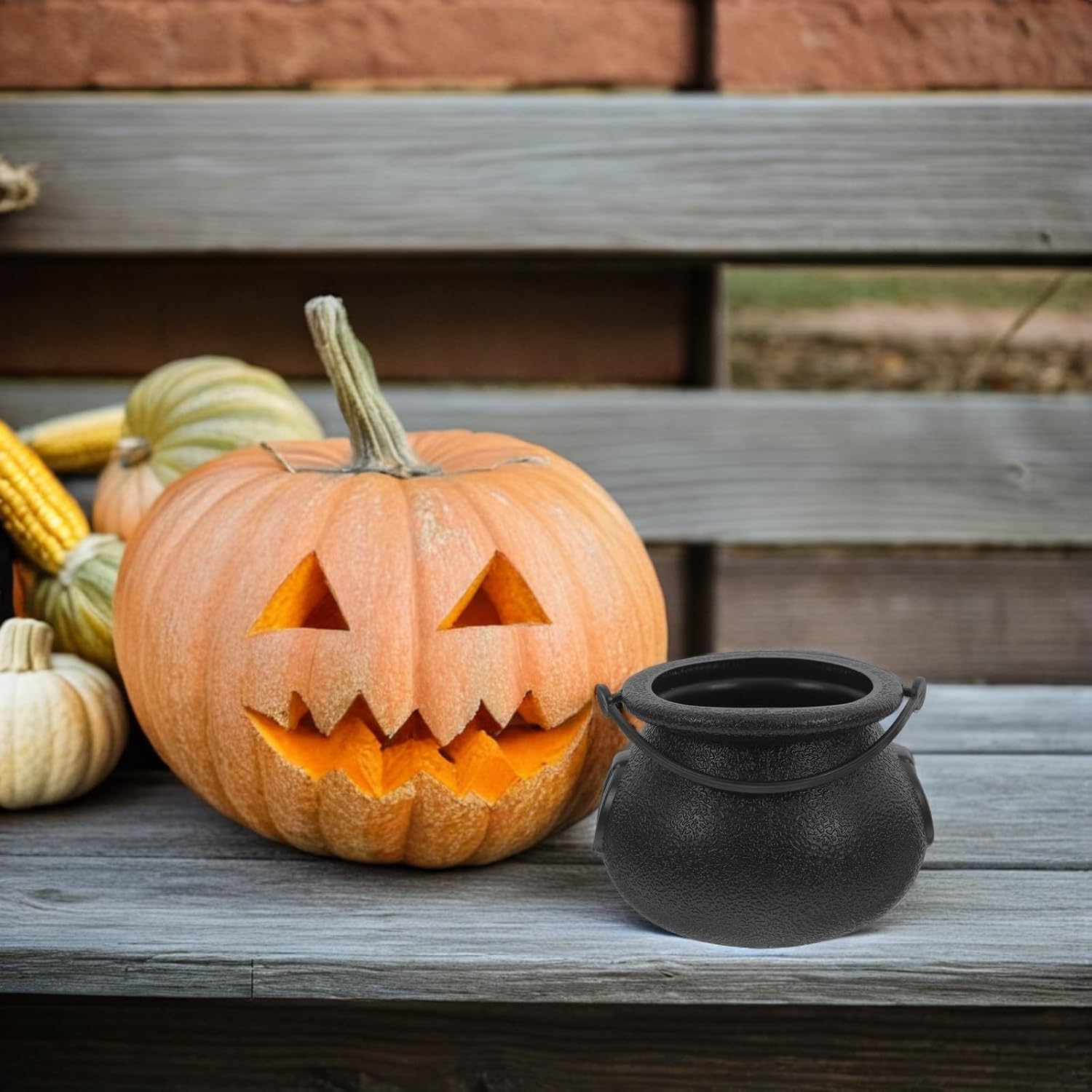 Halloween Mini Black Witch Pot Candy Bucket 12pcs Plastic with Handle