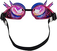 Vista 75 de Gafas caleidoscopio para raves trippy psicodélico steampunk con lentes de cristal de difracción de prisma arcoíris Negro