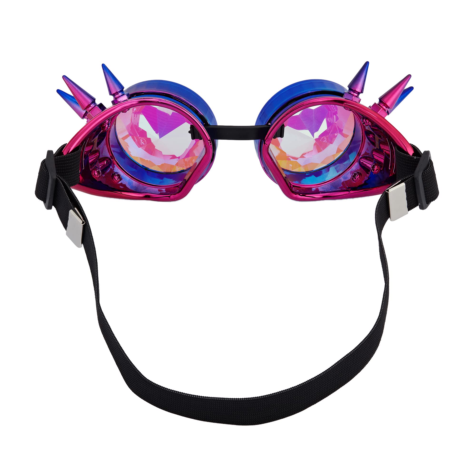 OMGREAT Kaleidoscope Glasses for Raves Steampunk Goggles with Rainbow Prism Diffraction Crystal Lenses, Blue Purple (Spiked) - Image 5
