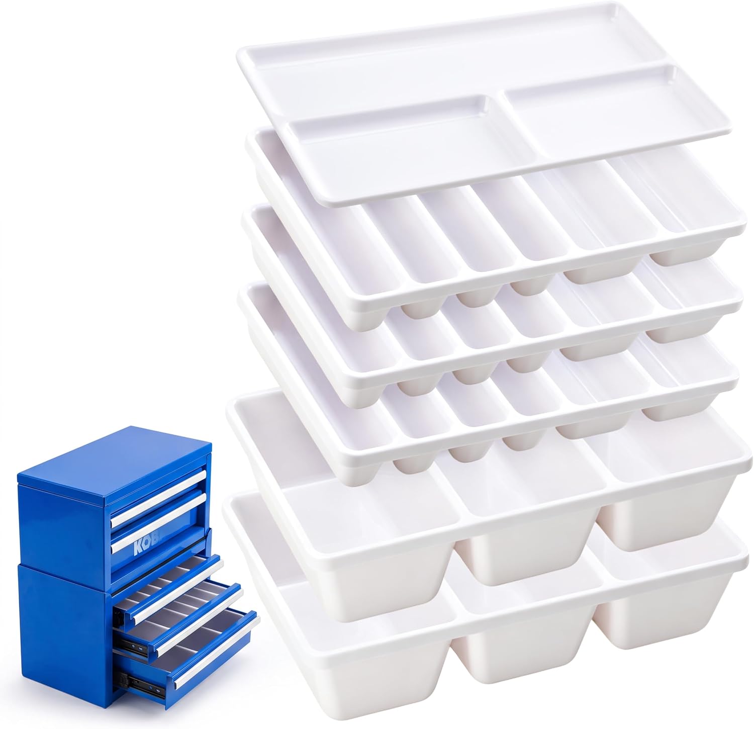 6 PCS Tool Box Organizer Tray for Kobalt 2-Drawer & 3-Drawer Mini Tool Box with Black Ball Bearing Slide, Durable-Material Drawer Insert/Divider for Tool Box Organization, Sort with Ease (Tray ONLY)