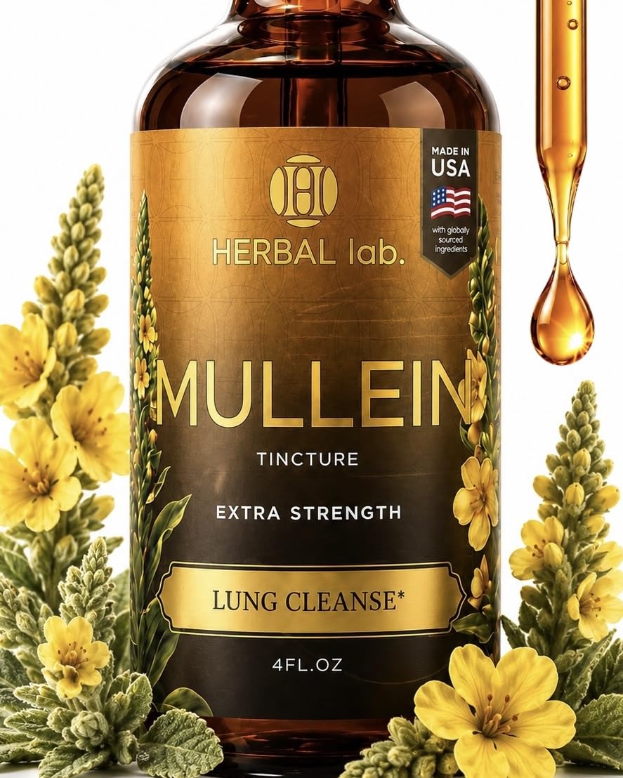 Mullein Leaf Extract for Lung Cleanse and Health - Mullein Drops Made in USA - Lung Support Supplement - Herbal Respiratory Support - Mullein Extract Tintura 4 Fl Oz