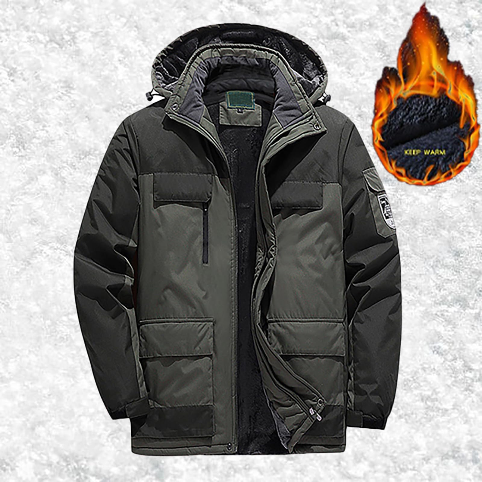 Generisch 2026 Veste de pluie pour homme Grande taille Manteau d'hiver Veste de ski Veste chaude en laine Combinaison de randonnée 5XL 9XL