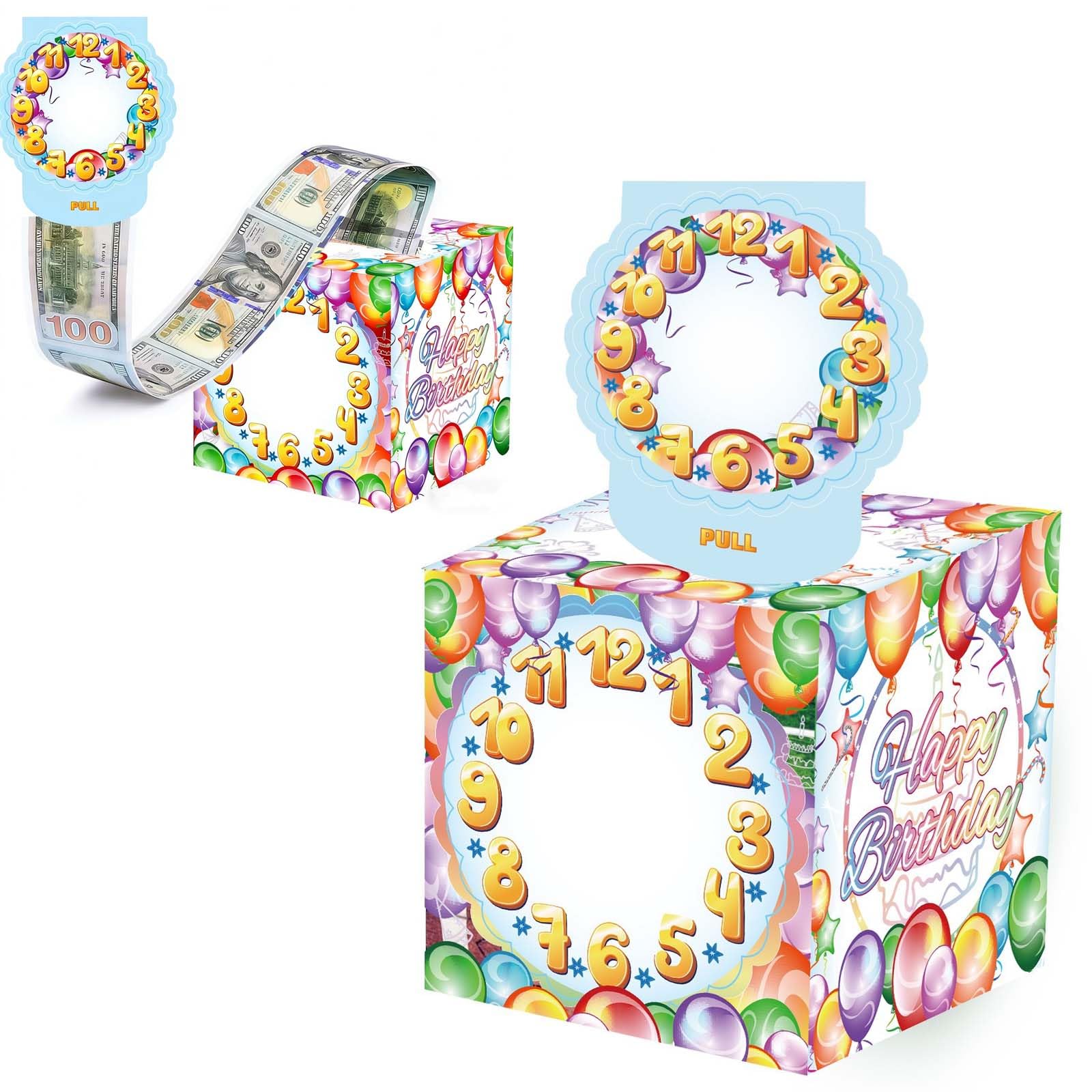 Kyrinova White Surprise Birthday Money Box Cash Gift Pull, Fun And Novelty Money Gift Box, Birthday Money Box With Drawtab And 50 Transparent Bags