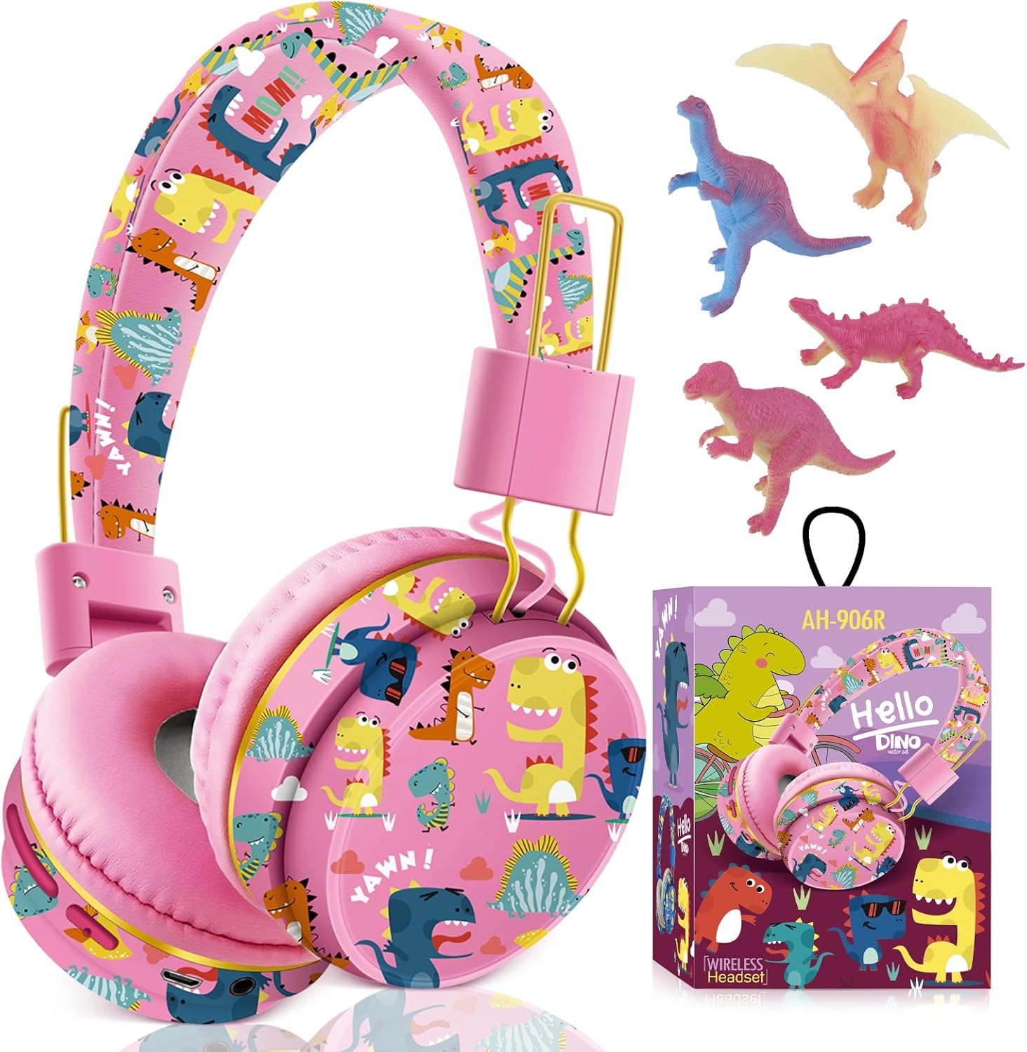 QearFun Dinosaur Headphones for boys Kids for School, Kids
