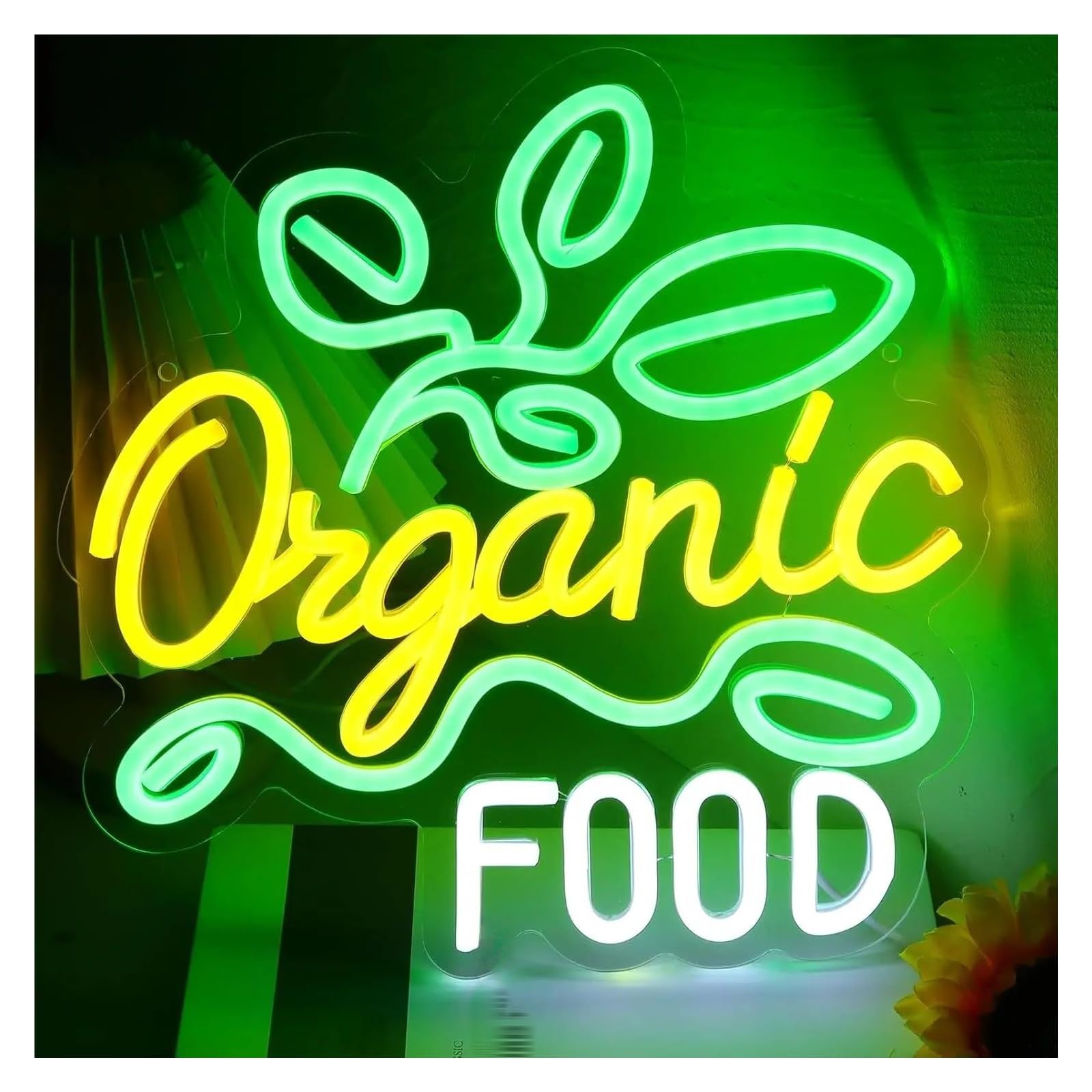Decoración Lámparas Letrero De Neón Organic Food Con Atenuación USB Para Cocina, Supermercado, Restaurante, Comedor, Decoración Del Hogar,30.5x30.5cm