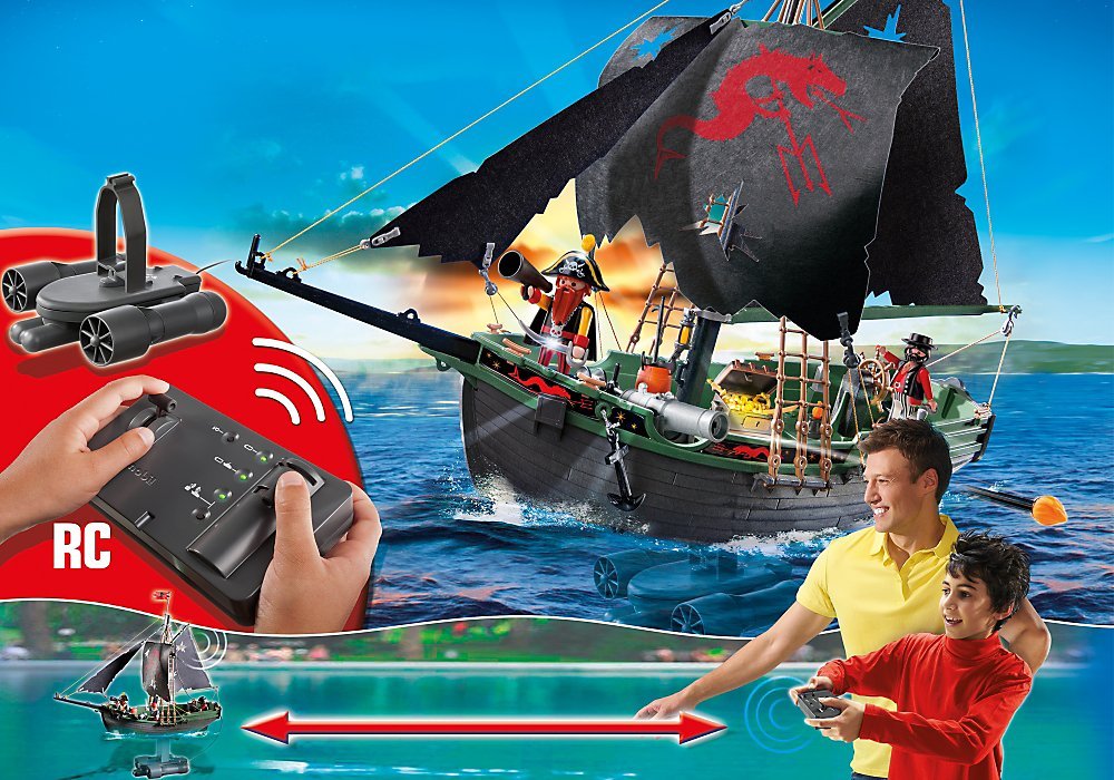 Playmobil - 5238 - Jeu De Construction - Bateau Pirates avec Moteur Submersible