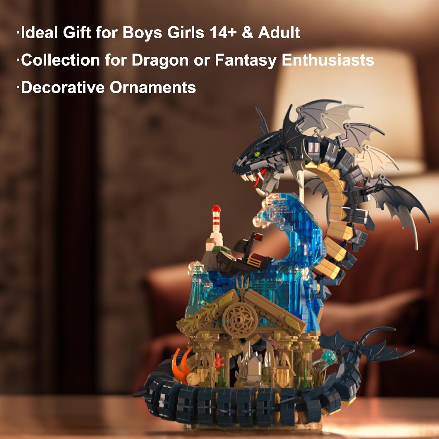 Medieval Building Toys, Dragon Building Blocks Set for Adults Teens Boys Girls 14+ Years Old DIY Model Building Kits, Hobbies Decor Graduation Birthday Housewarming (2210PCS)
